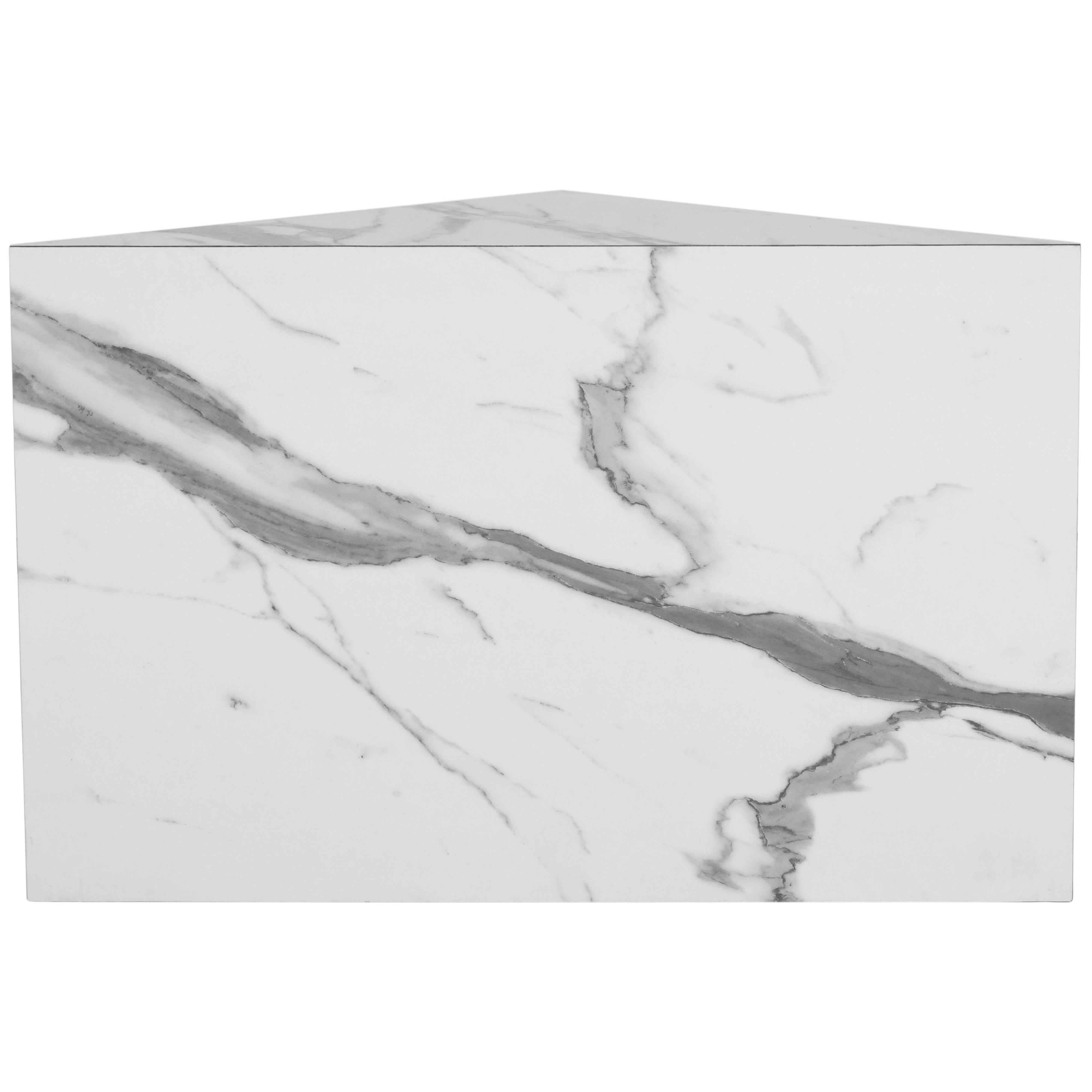 Meridian Aritzia White Faux Marble End Table