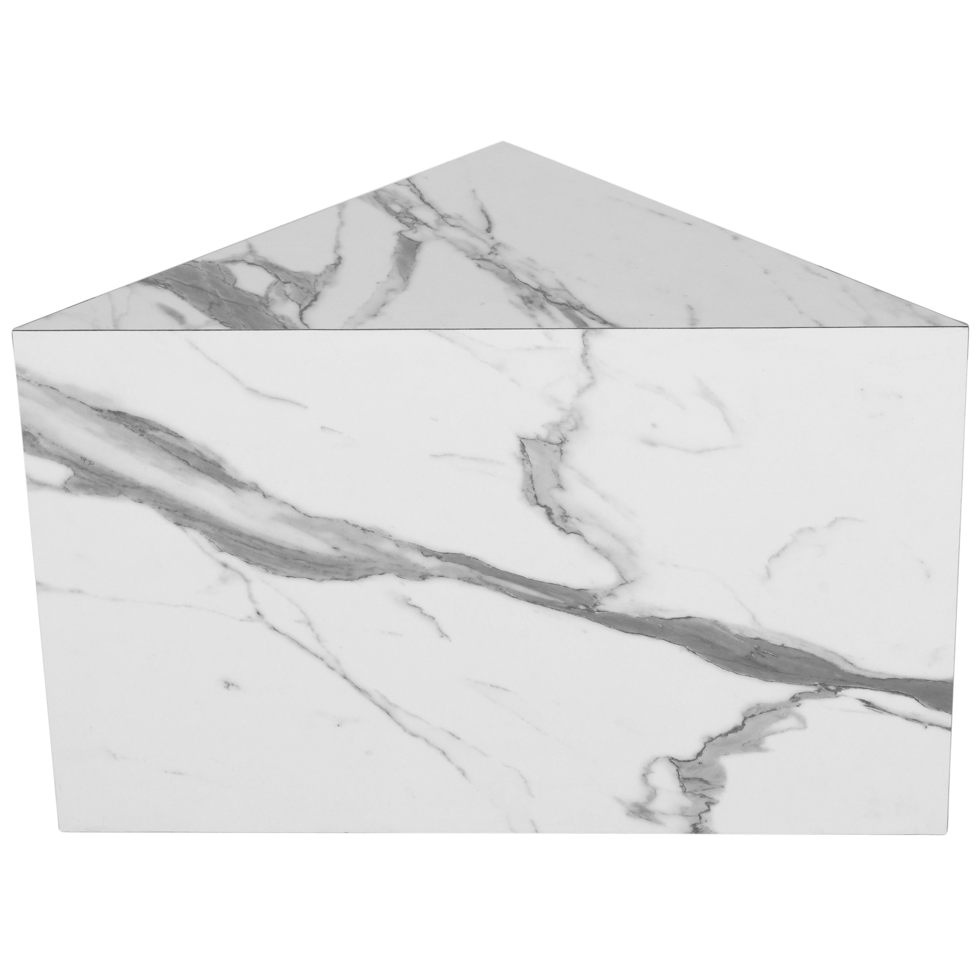 Meridian Aritzia White Faux Marble End Table