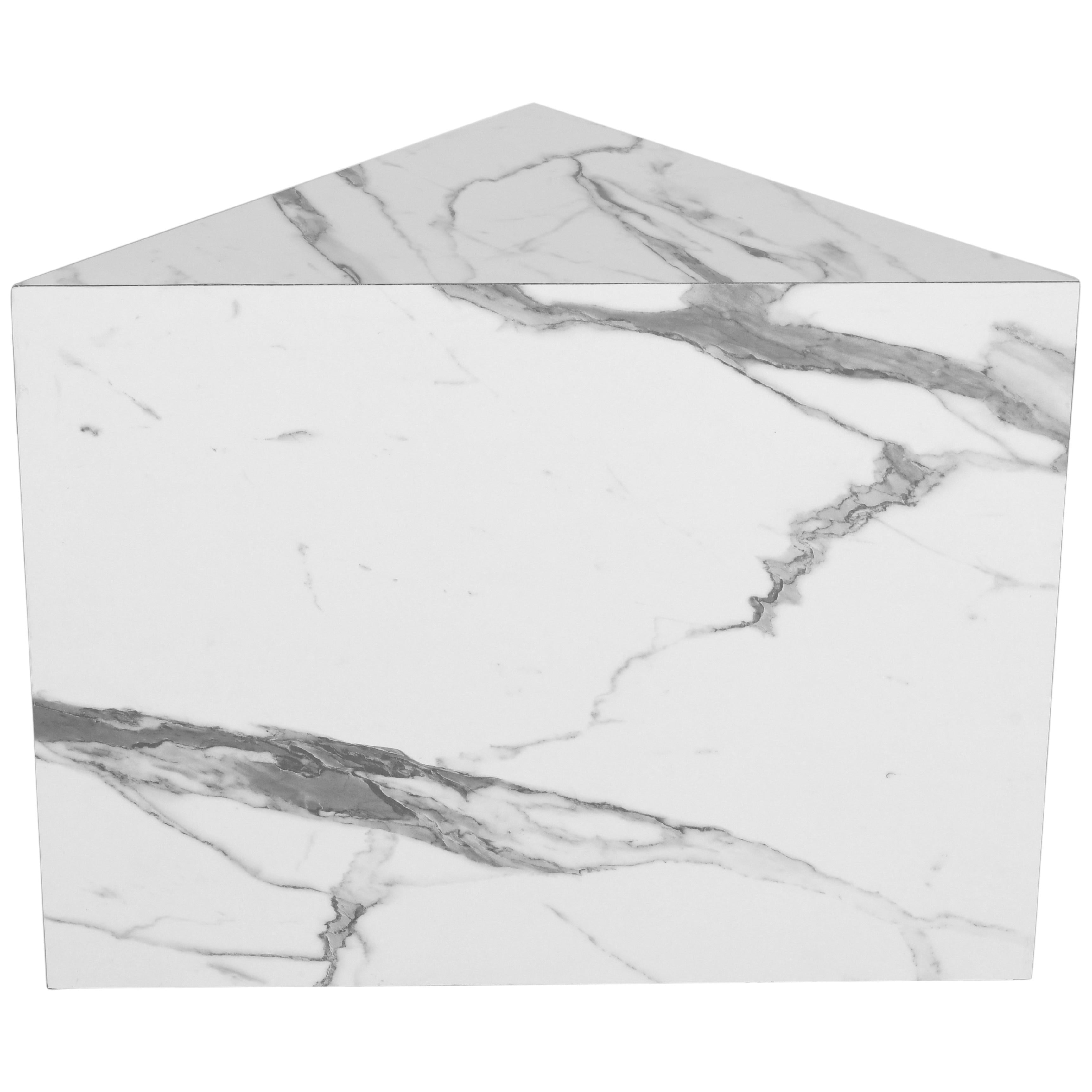 Meridian Aritzia White Faux Marble End Table