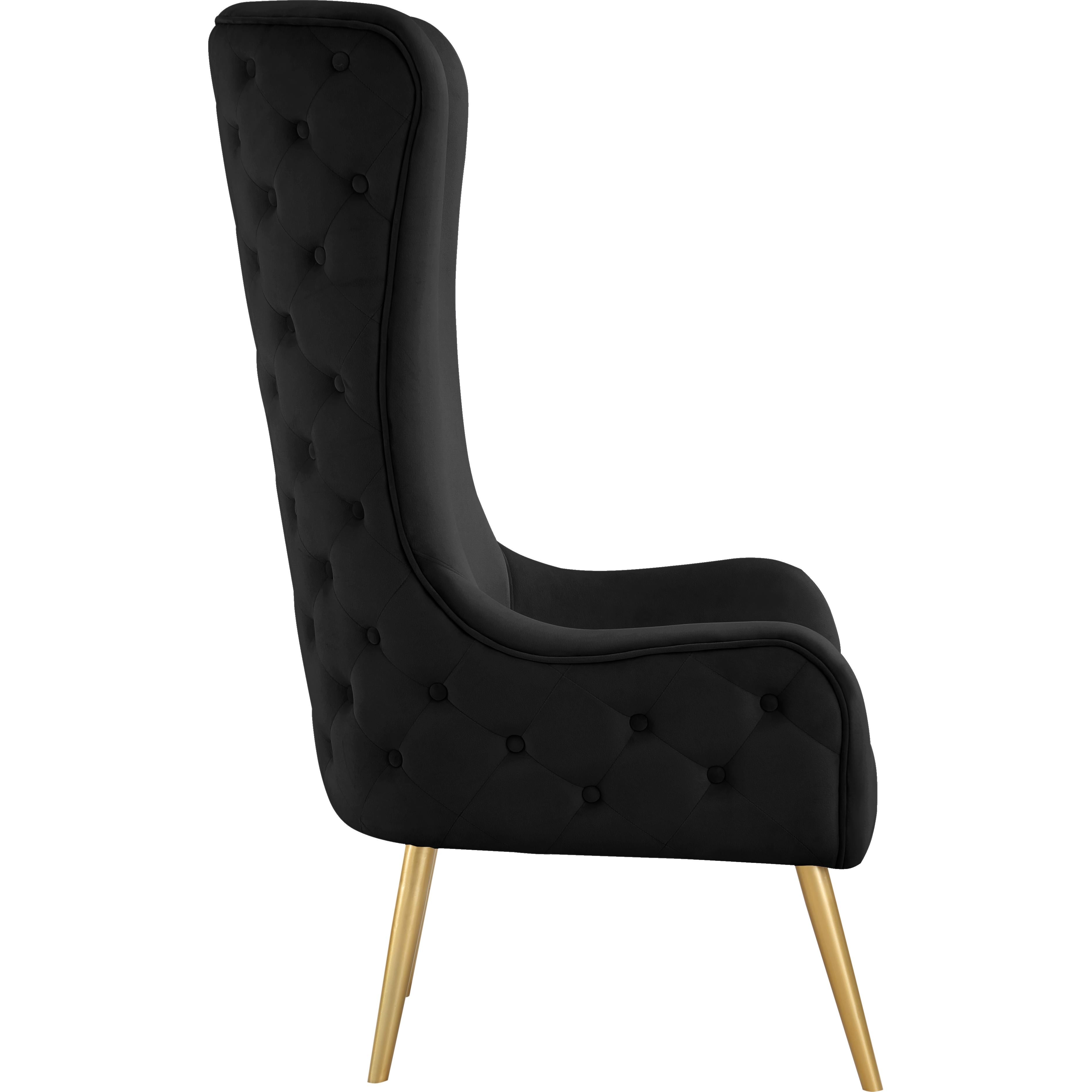 Meridian Alexander Black Velvet Accent Chair