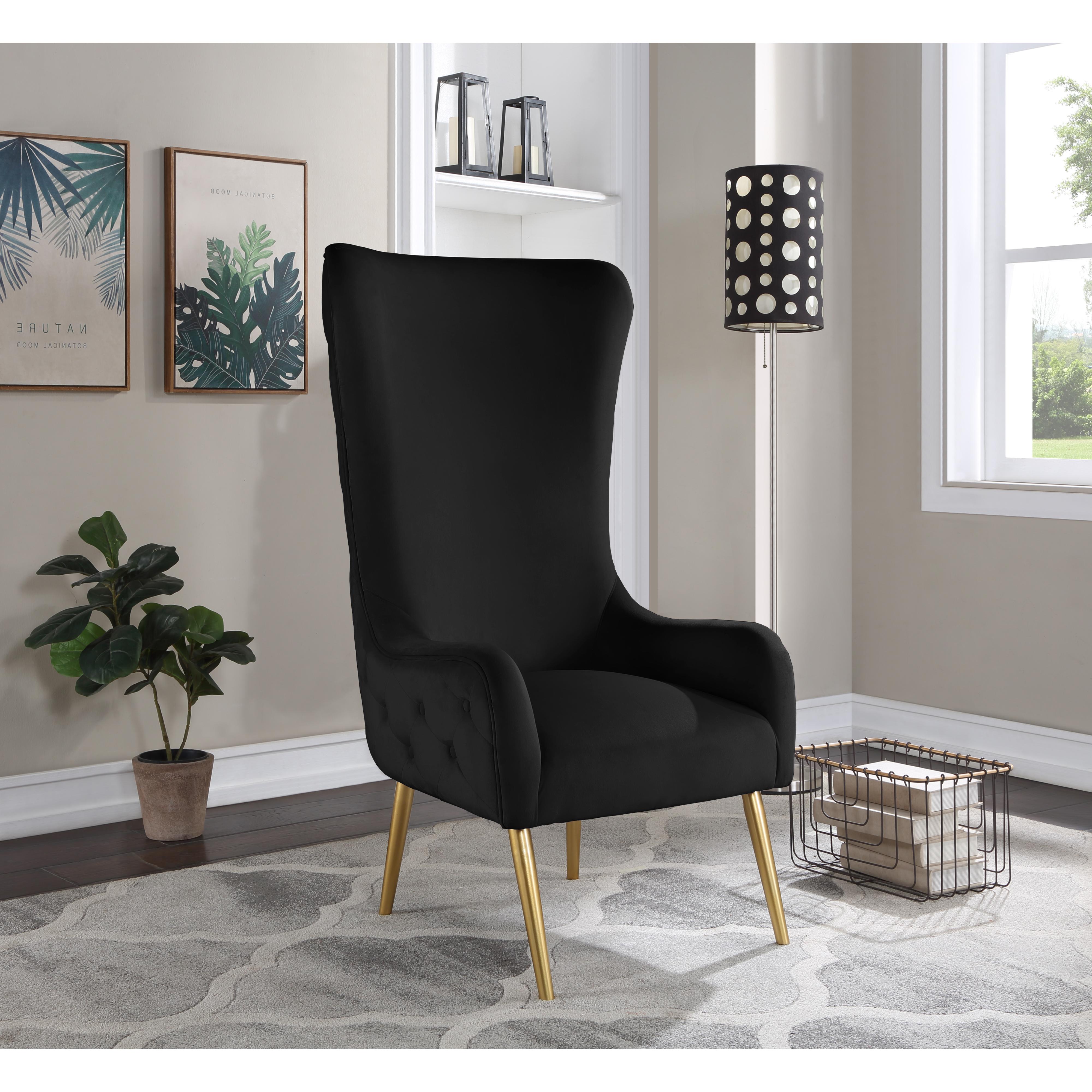 Meridian Alexander Black Velvet Accent Chair