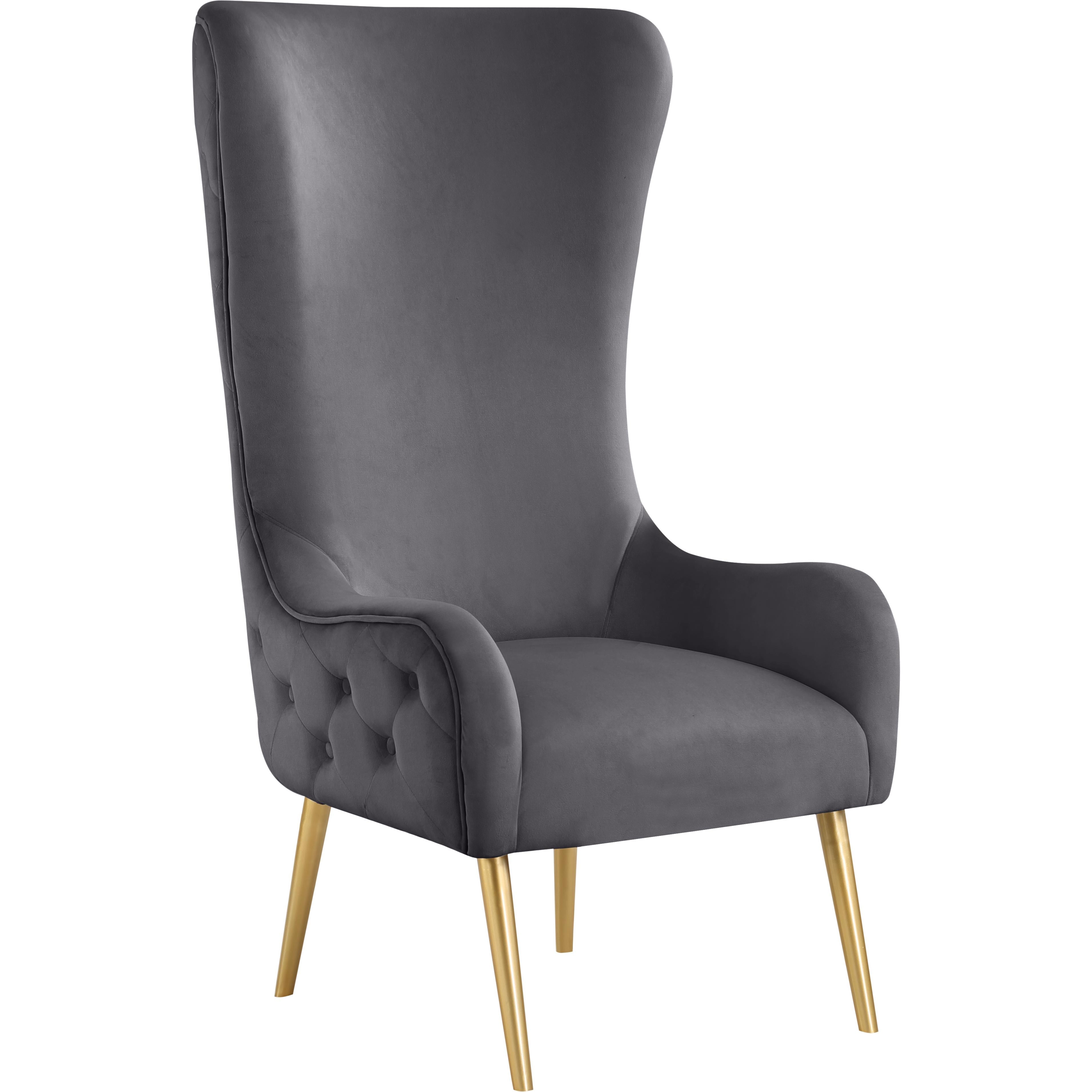 Meridian Alexander Grey Velvet Accent Chair