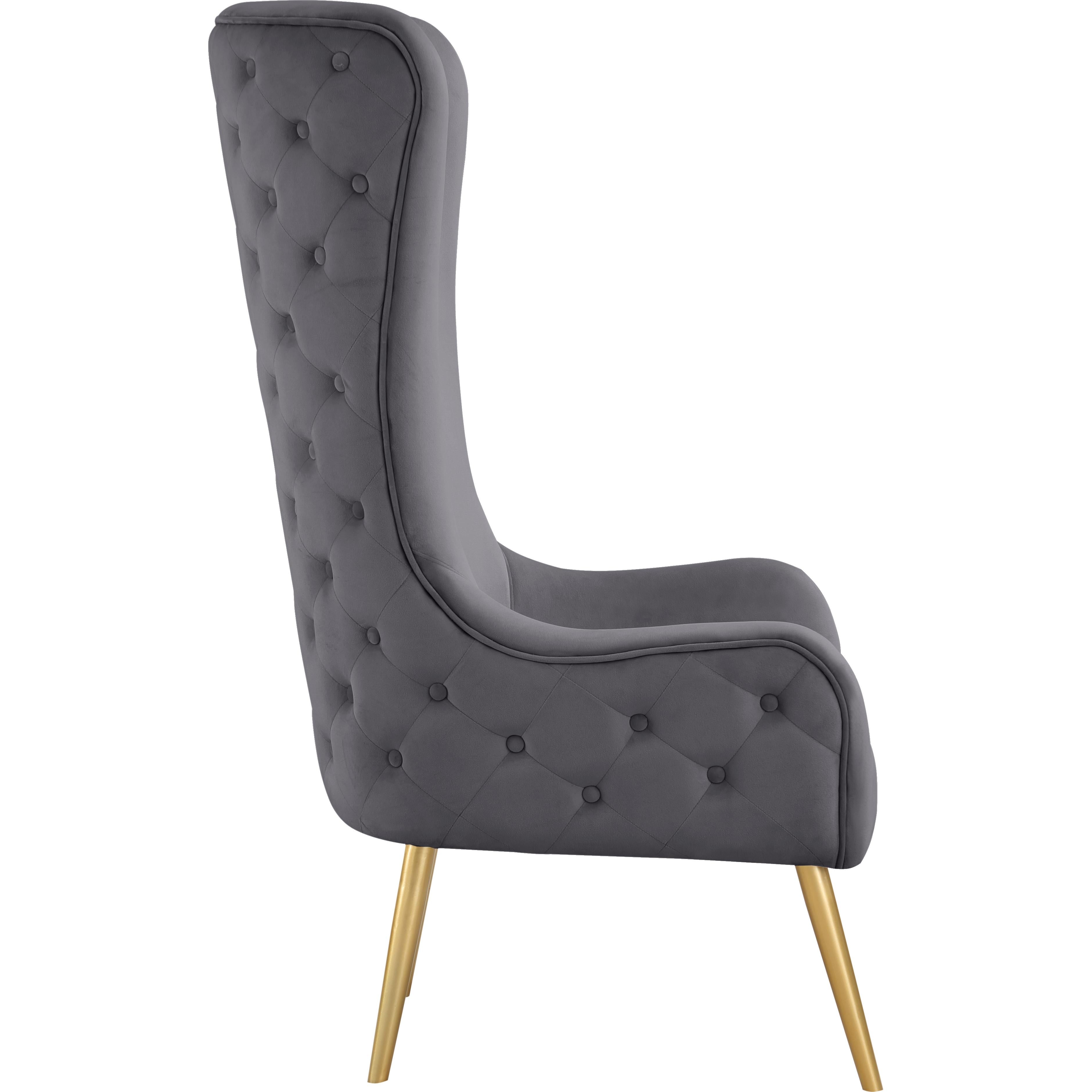 Meridian Alexander Grey Velvet Accent Chair