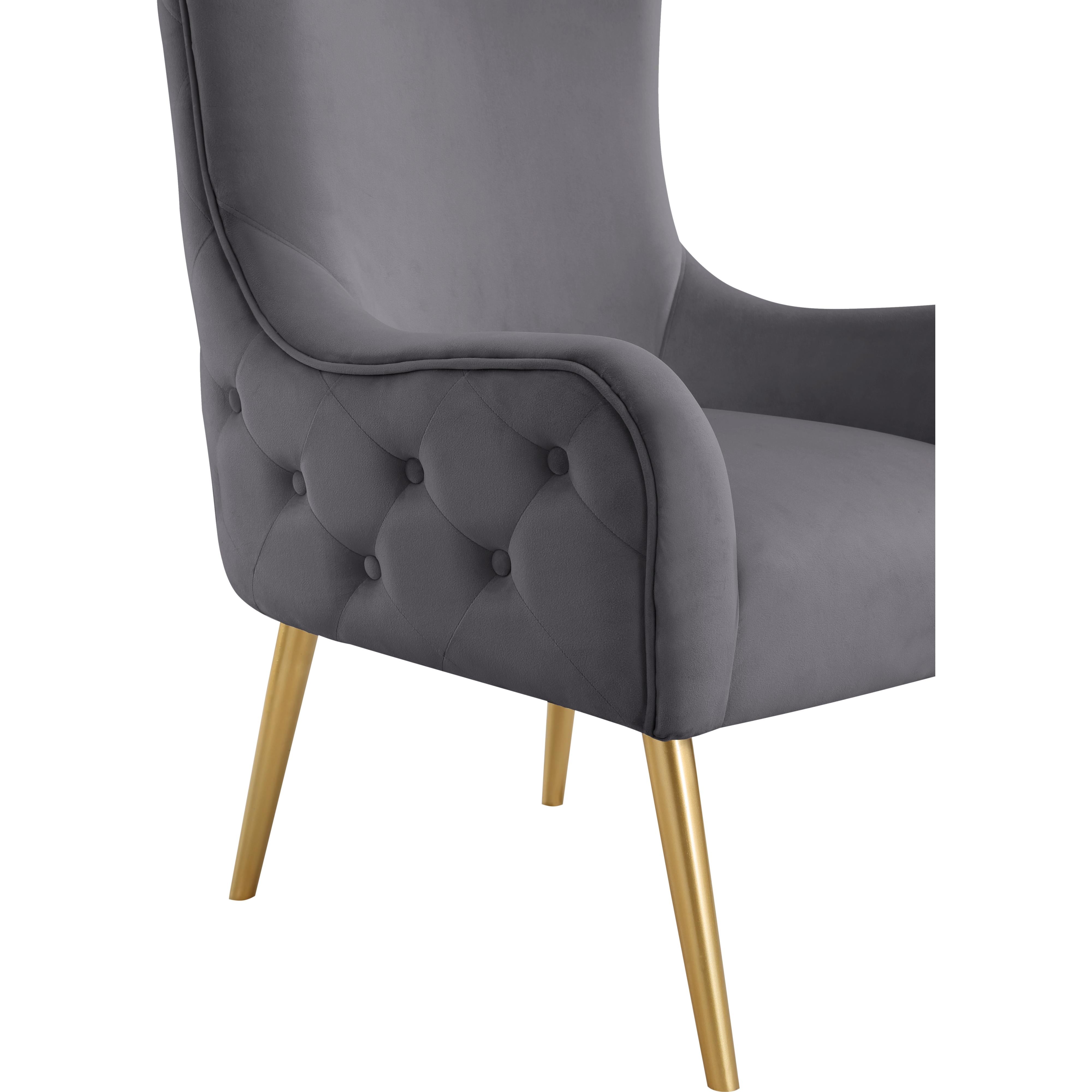 Meridian Alexander Grey Velvet Accent Chair