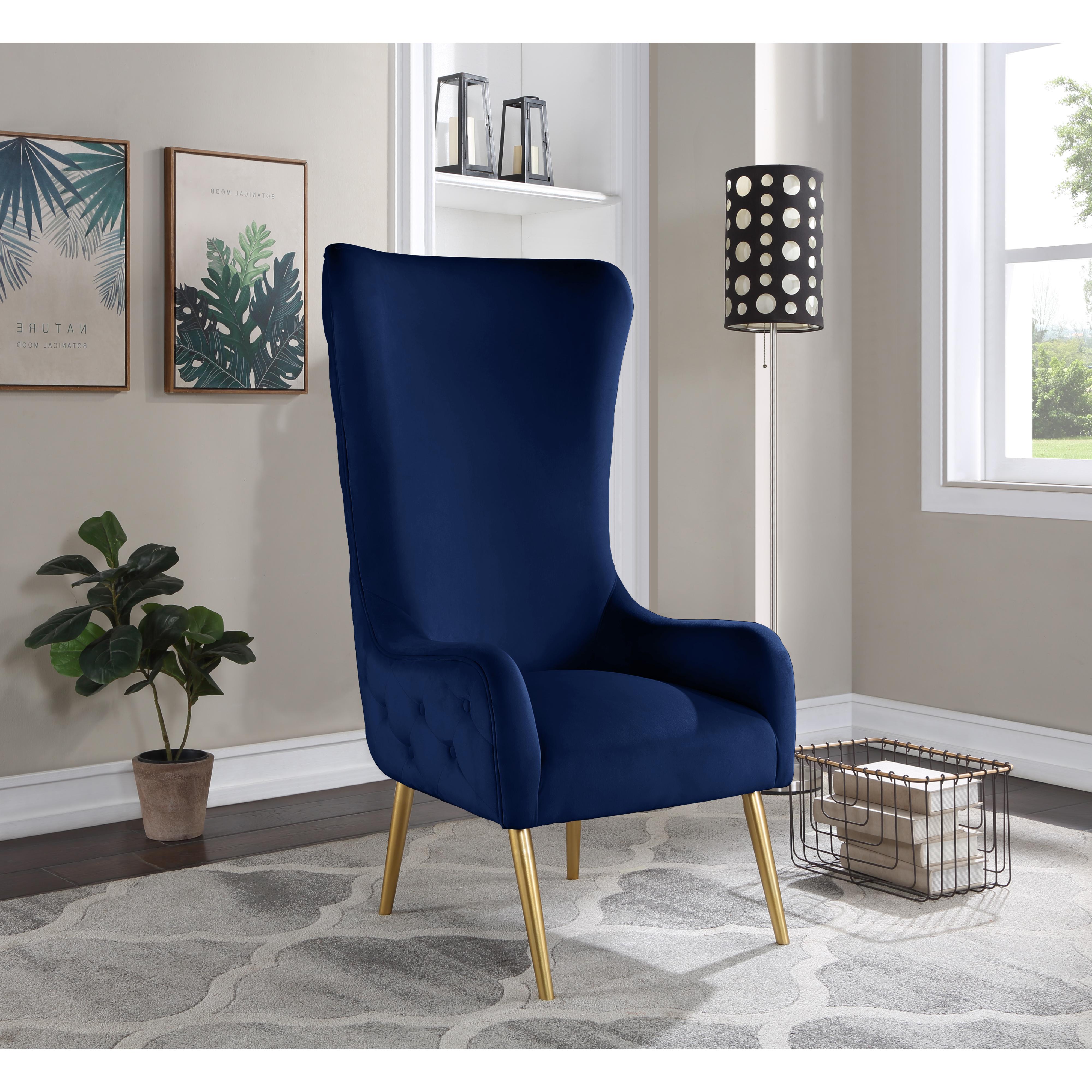 Meridian Alexander Navy Velvet Accent Chair