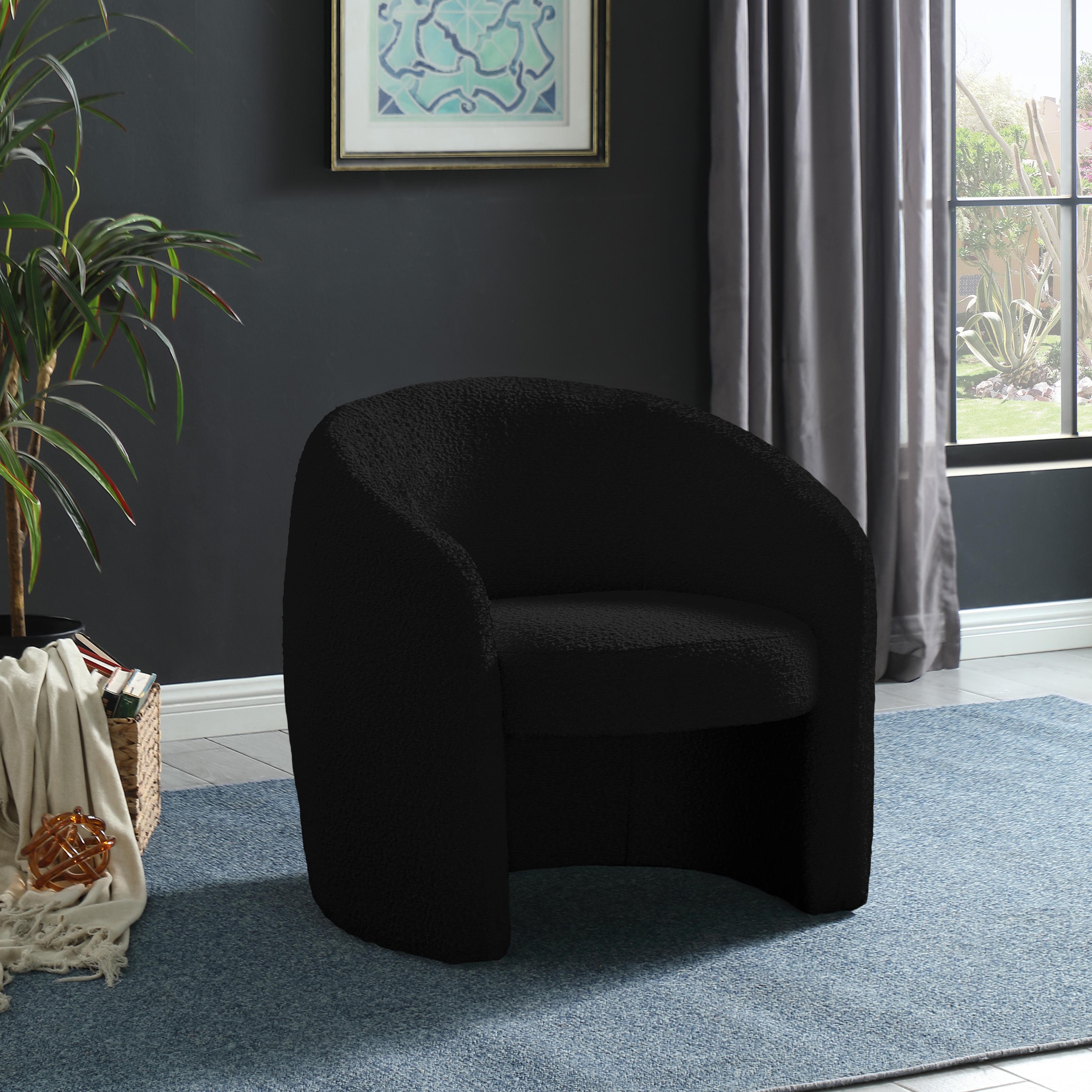 Meridian Acadia Black Boucle Fabric Accent Chair