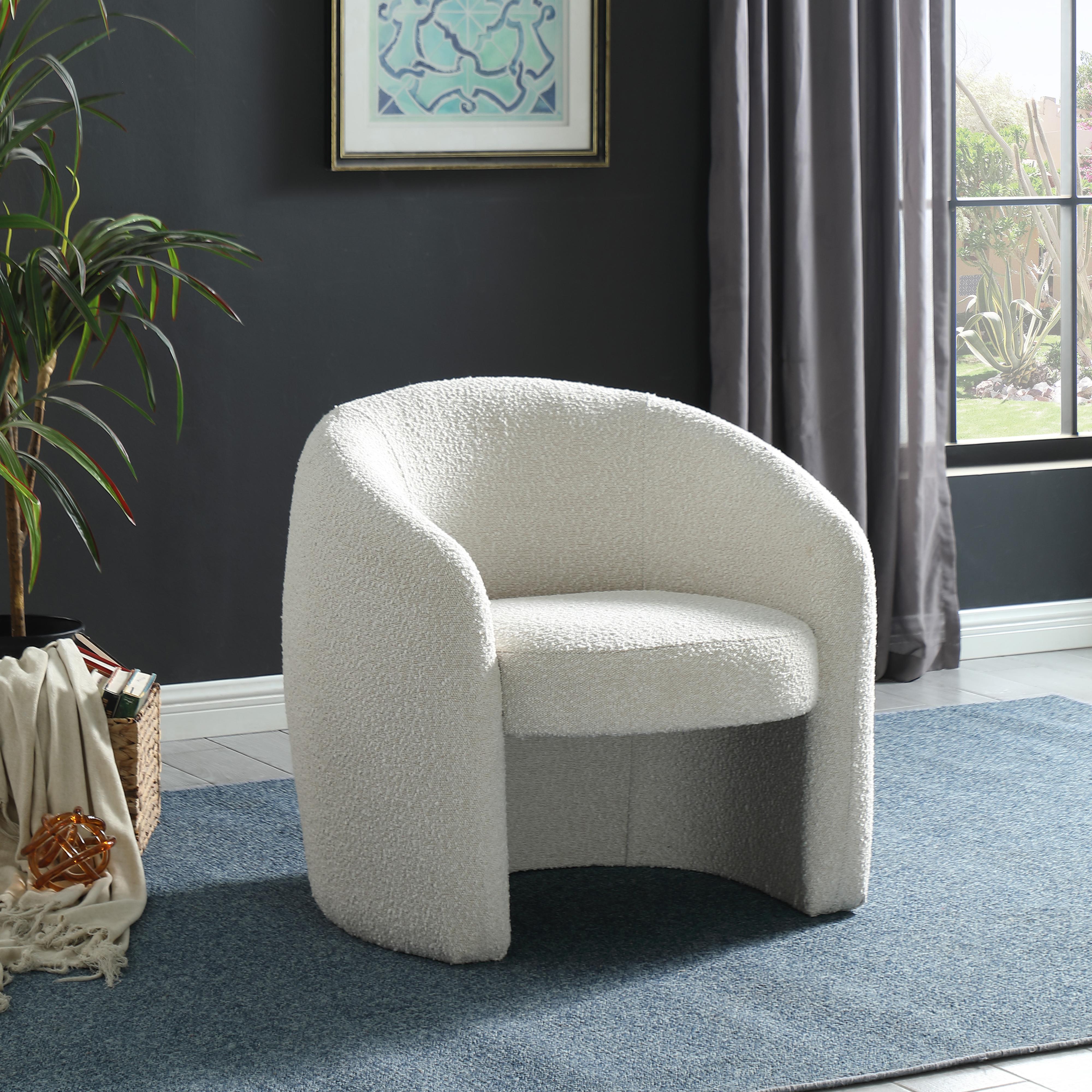 Meridian Acadia Cream Boucle Fabric Accent Chair