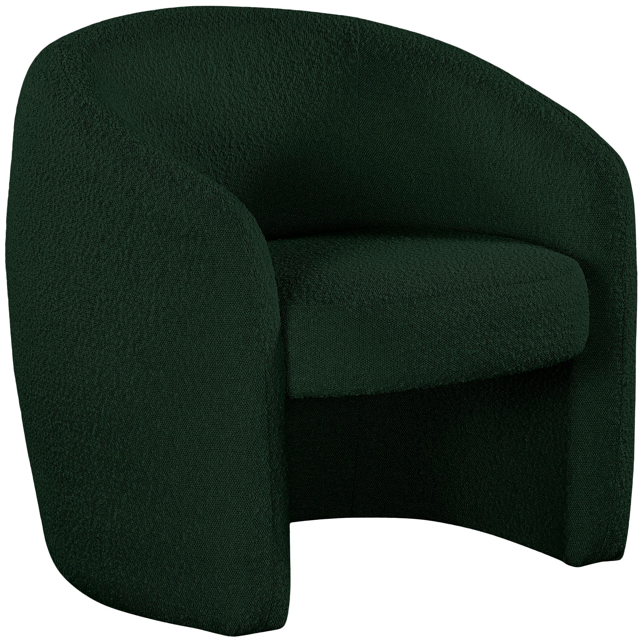 Meridian Acadia Green Boucle Fabric Accent Chair