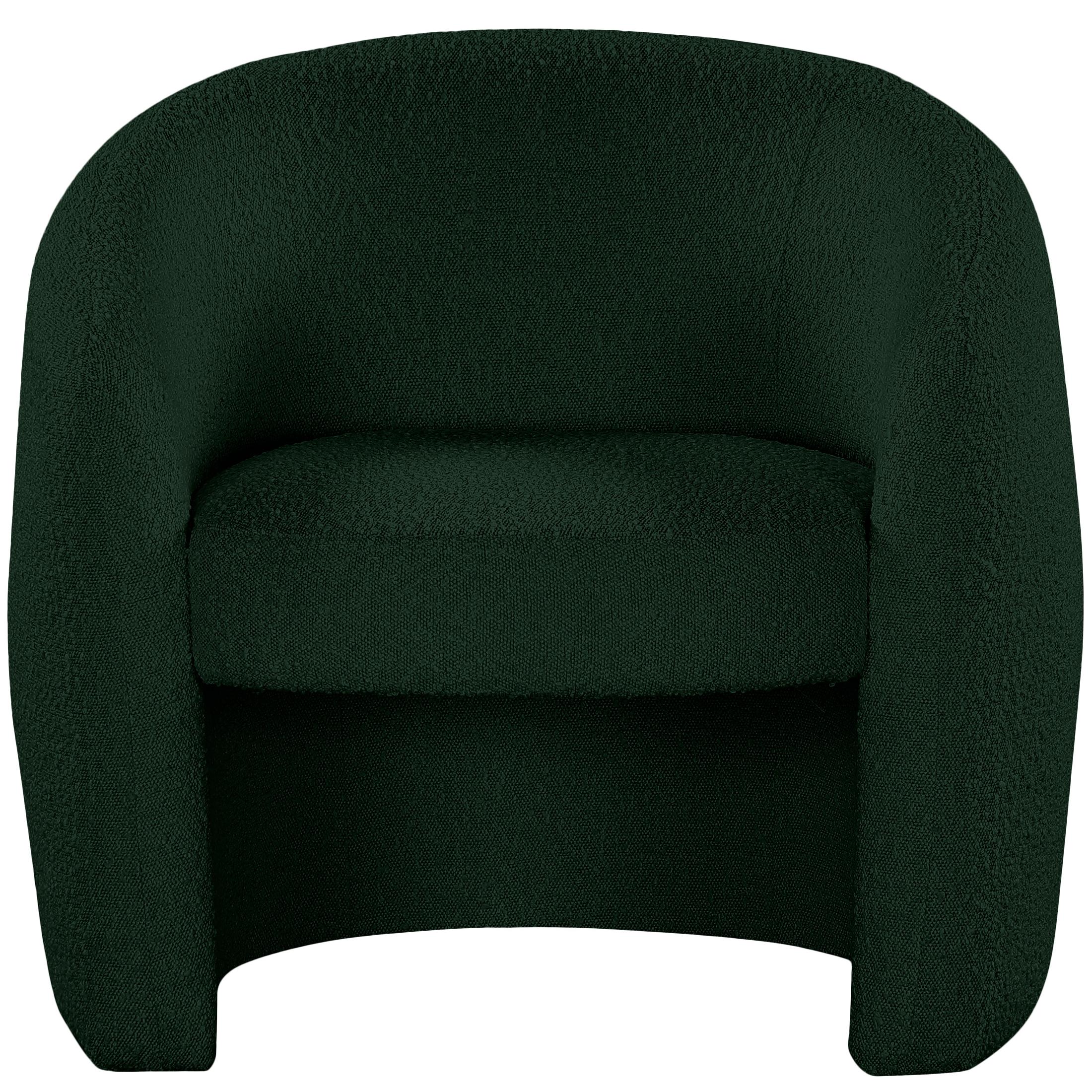 Meridian Acadia Green Boucle Fabric Accent Chair