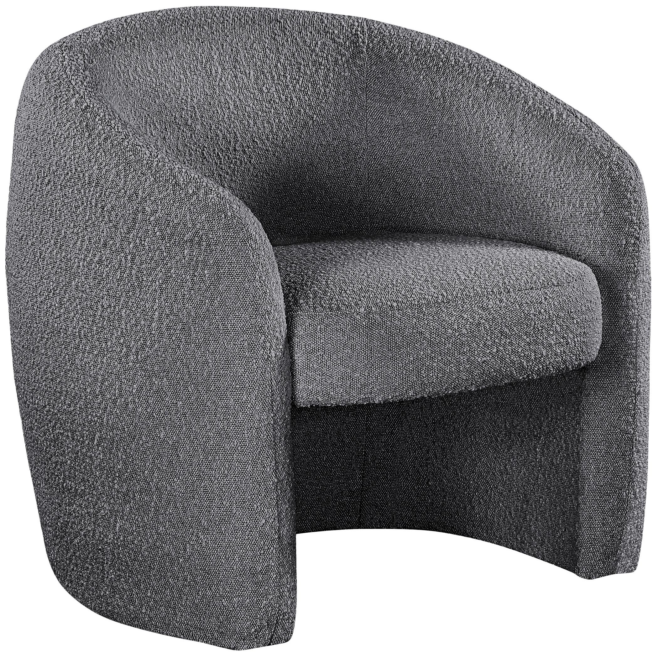 Meridian Acadia Grey Boucle Fabric Accent Chair