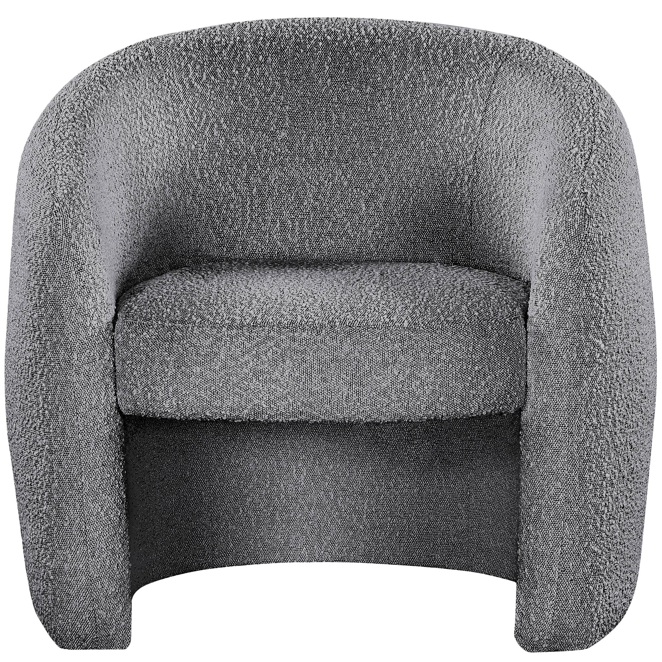 Meridian Acadia Grey Boucle Fabric Accent Chair