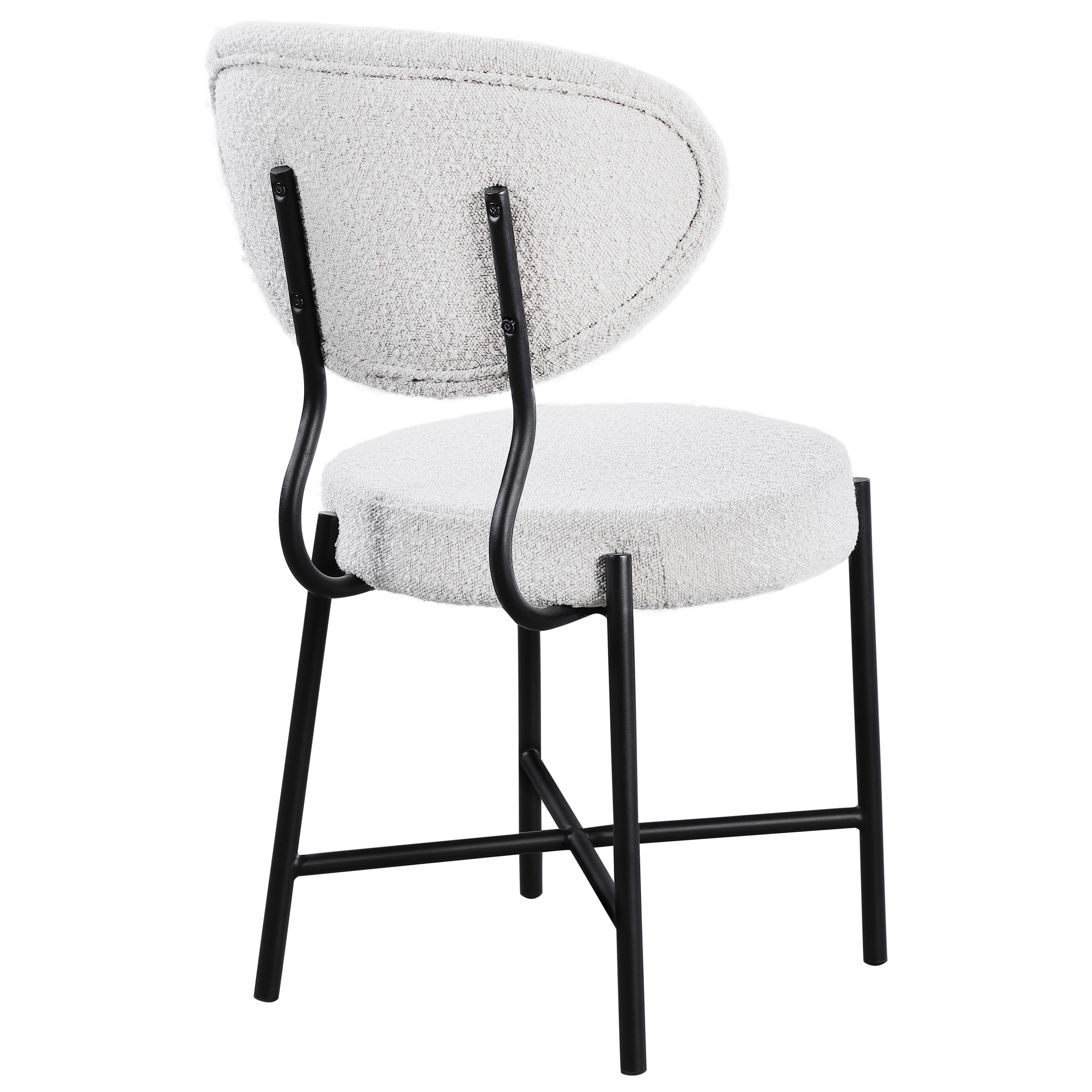 Meridian Allure Cream Boucle Fabric Dining Chair