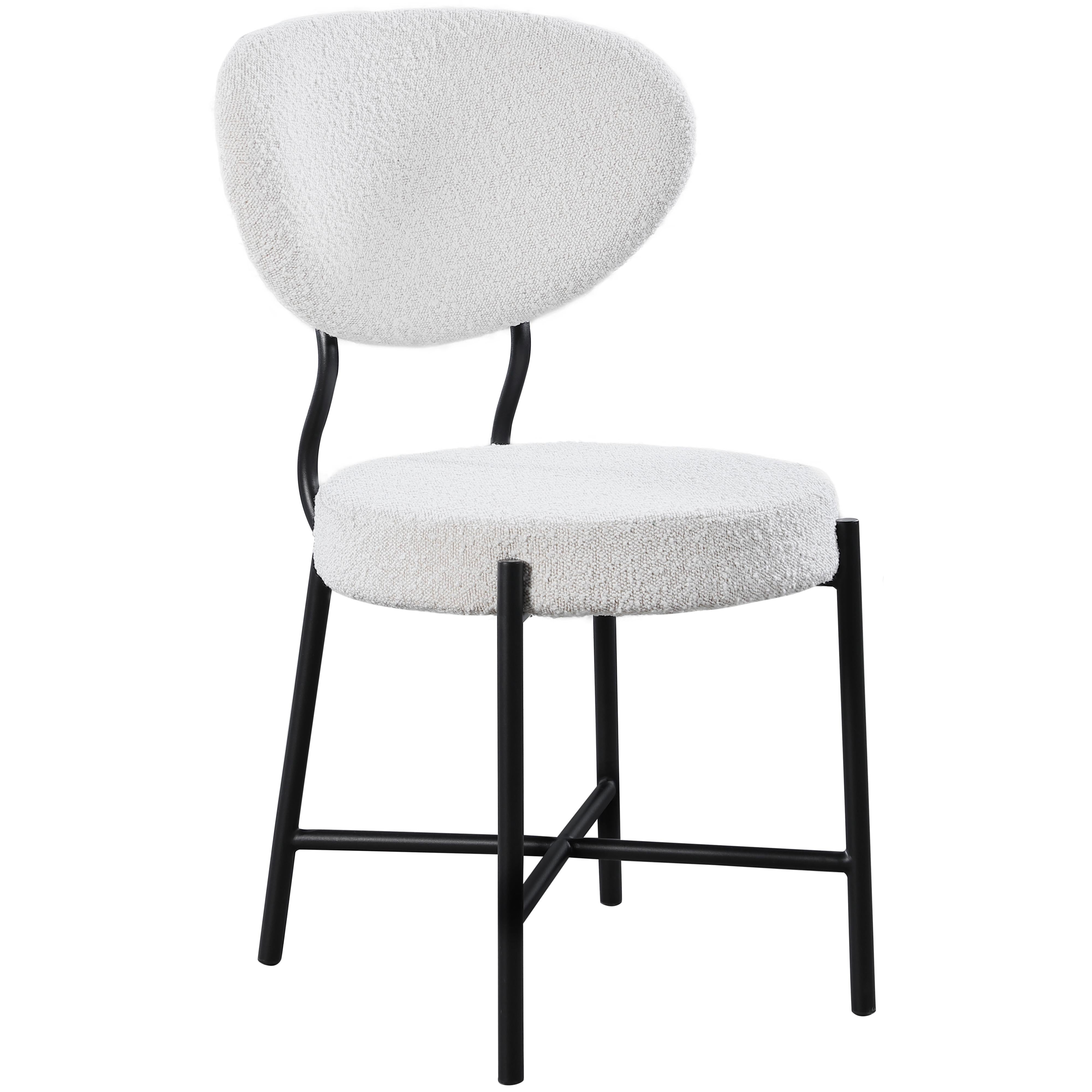 Meridian Allure Cream Boucle Fabric Dining Chair