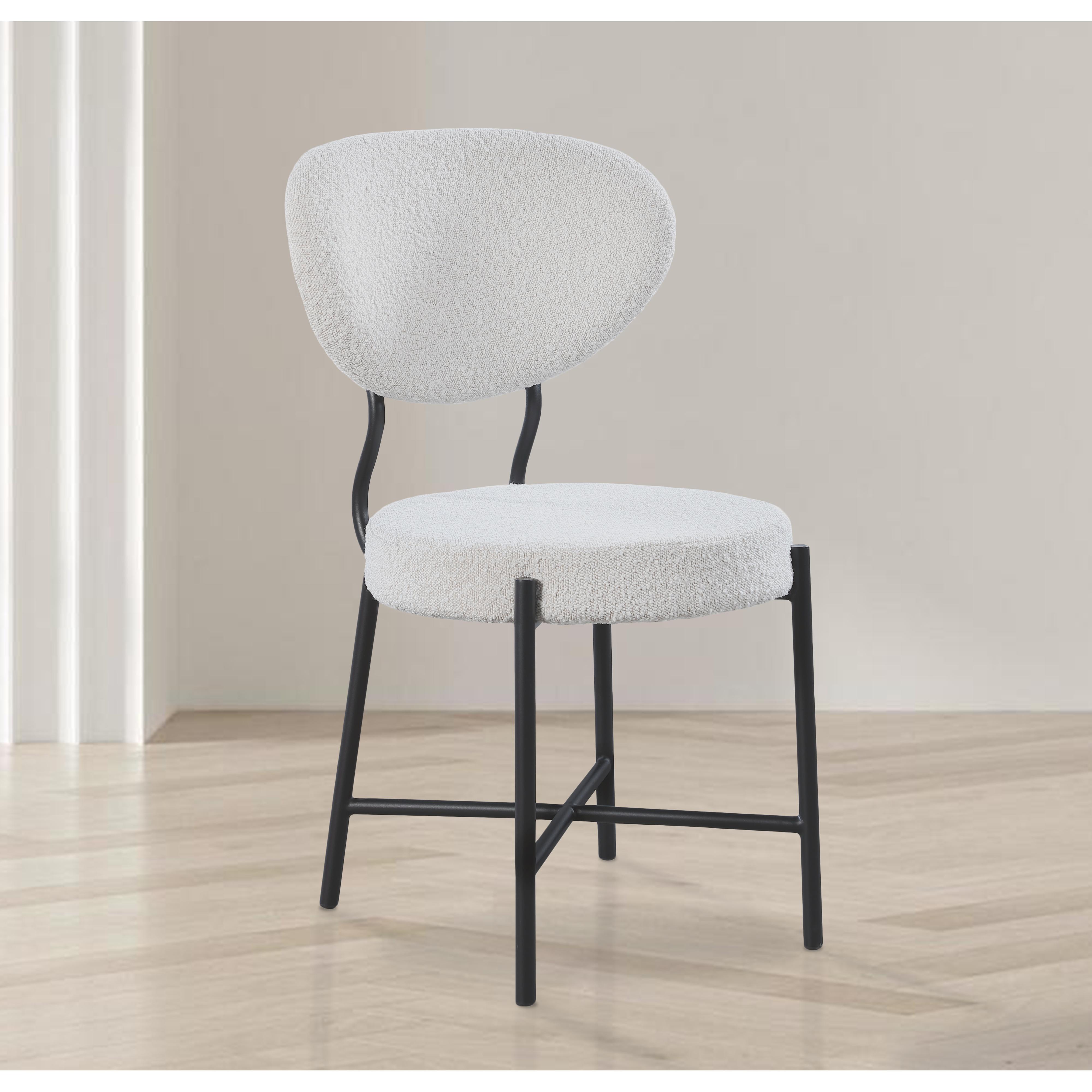 Meridian Allure Cream Boucle Fabric Dining Chair