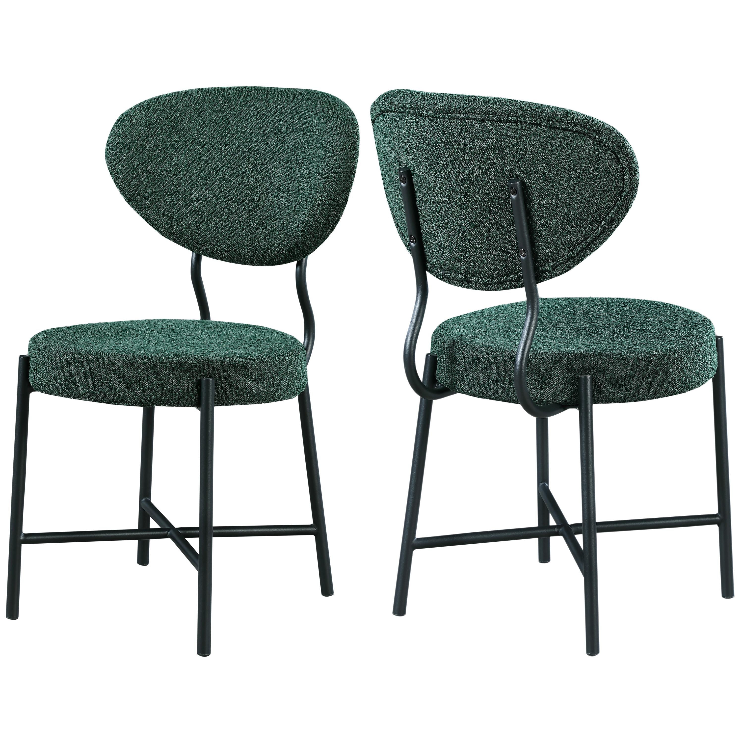 Meridian Allure Green Boucle Fabric Dining Chair