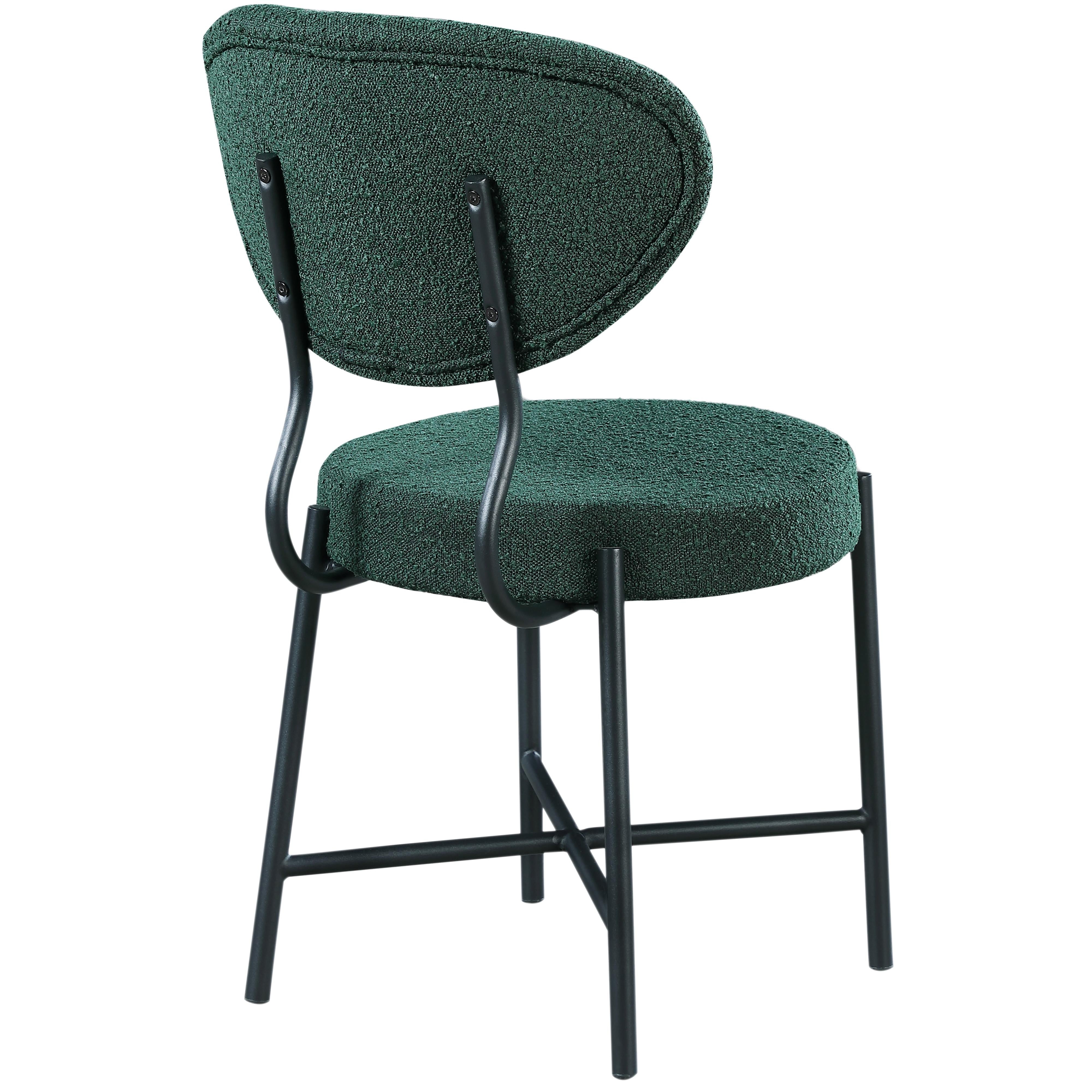 Meridian Allure Green Boucle Fabric Dining Chair