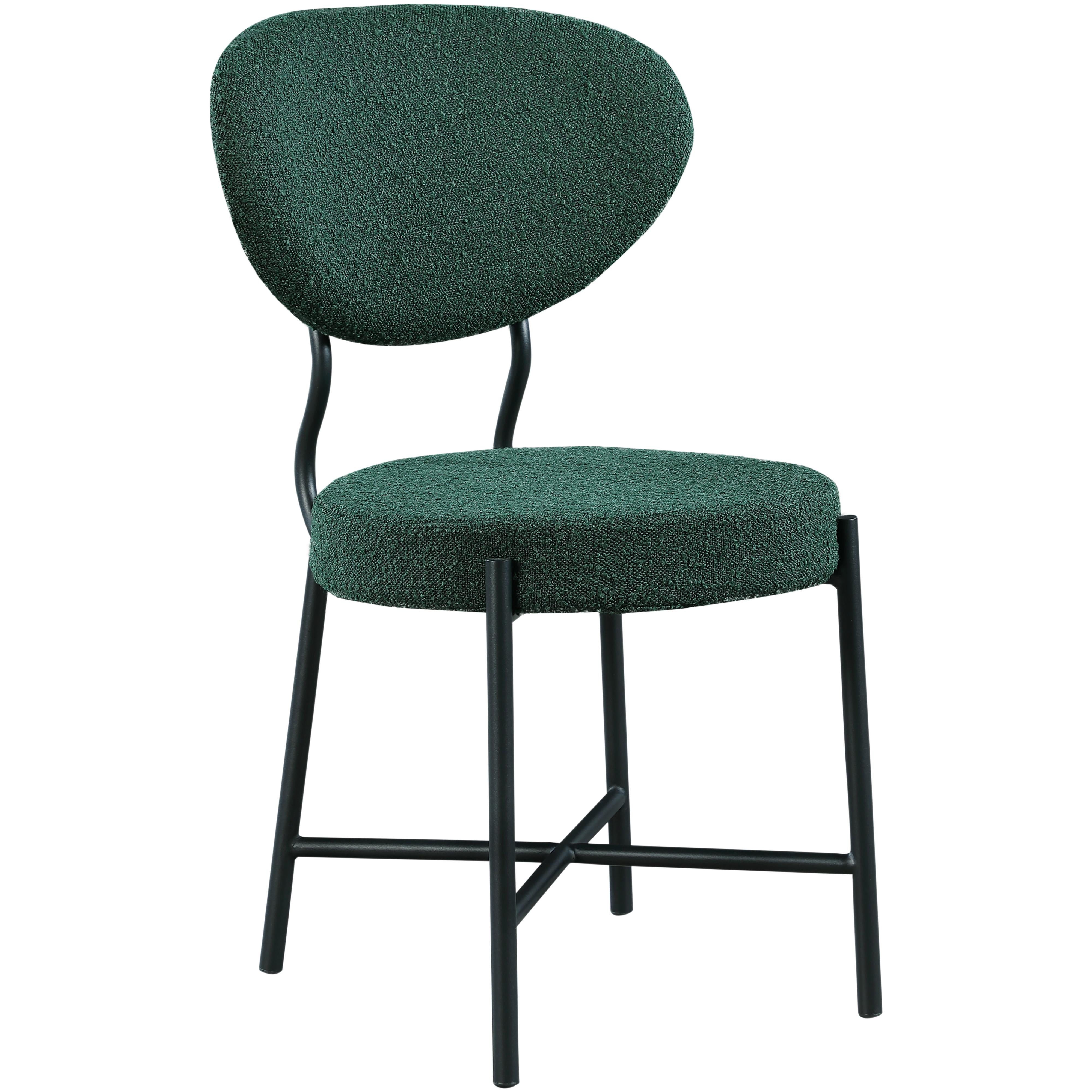 Meridian Allure Green Boucle Fabric Dining Chair