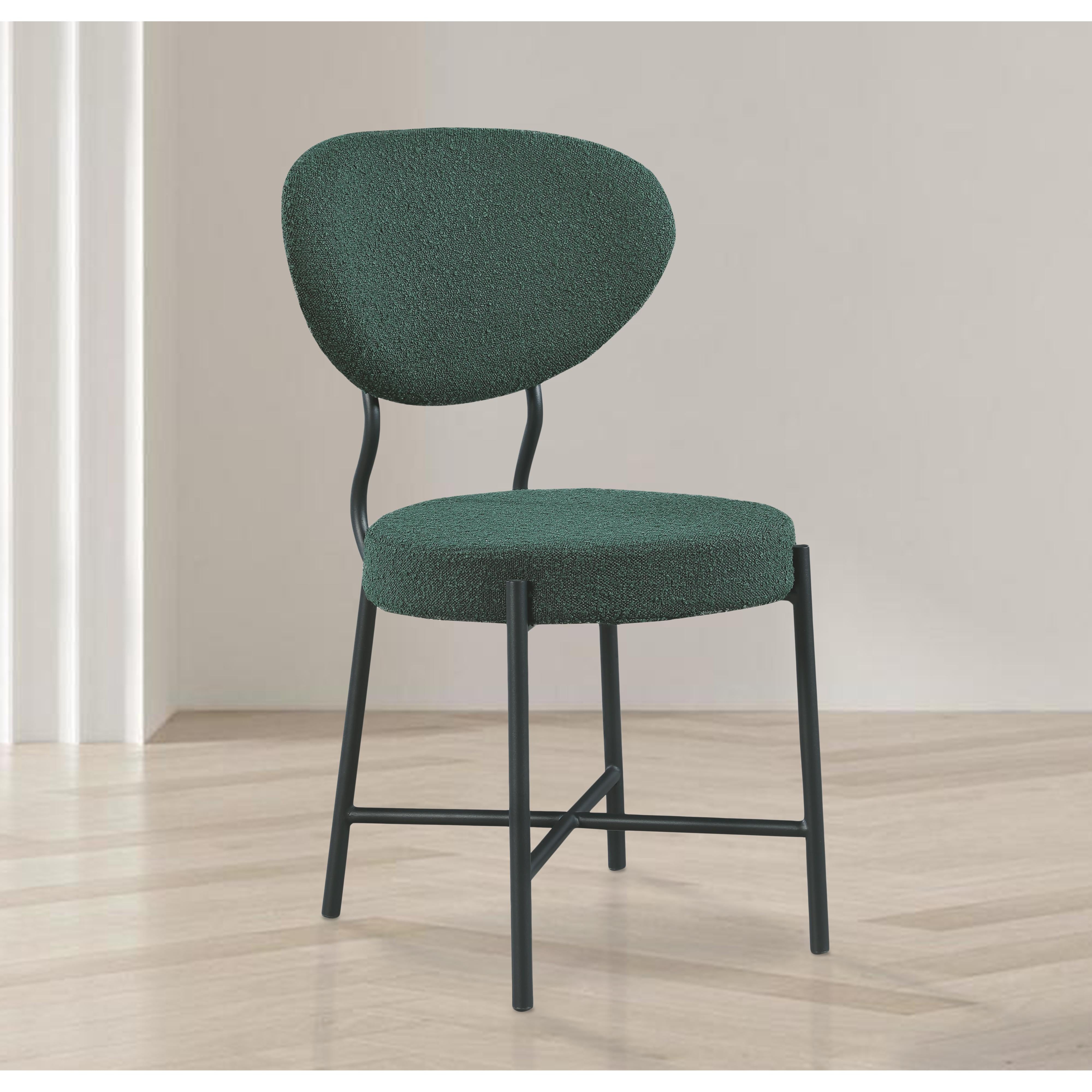 Meridian Allure Green Boucle Fabric Dining Chair