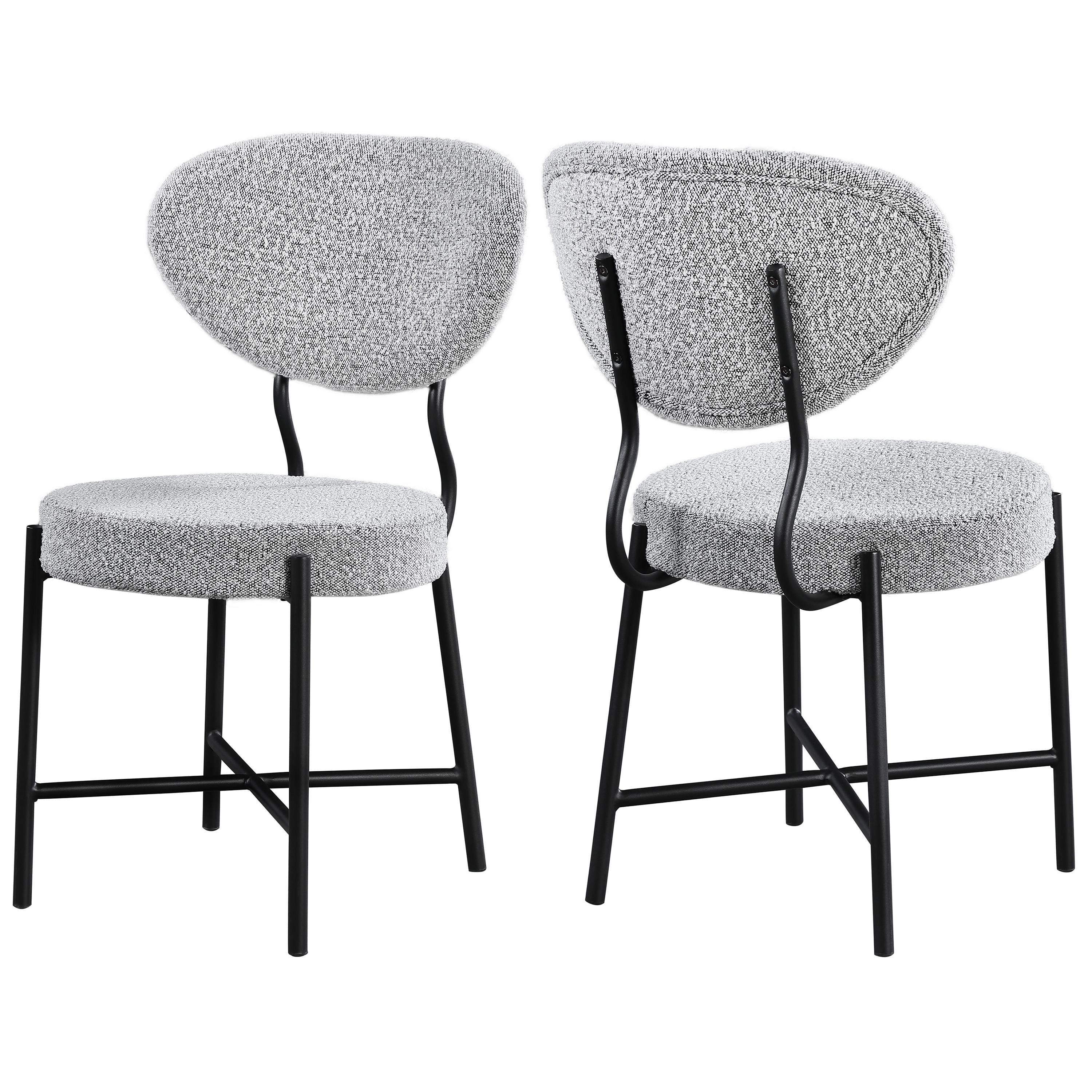 Meridian Allure Grey Boucle Fabric Dining Chair