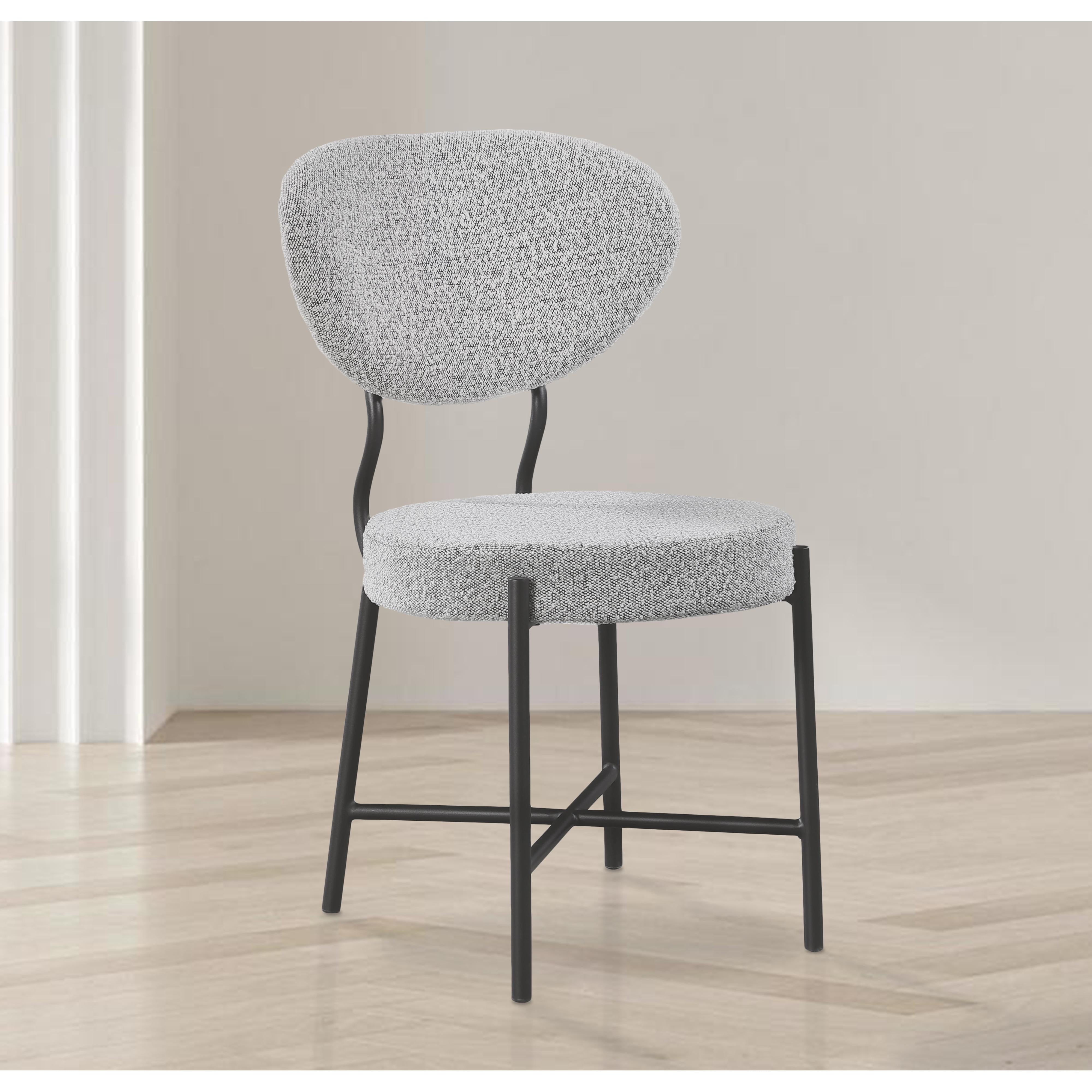 Meridian Allure Grey Boucle Fabric Dining Chair