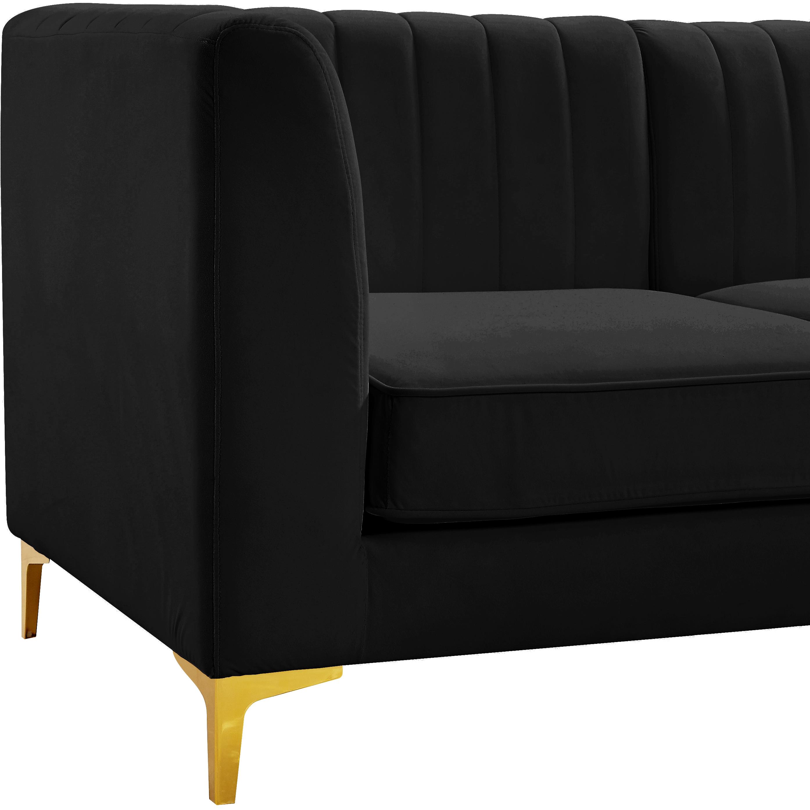 Meridian Alina Black Velvet Armless Chair