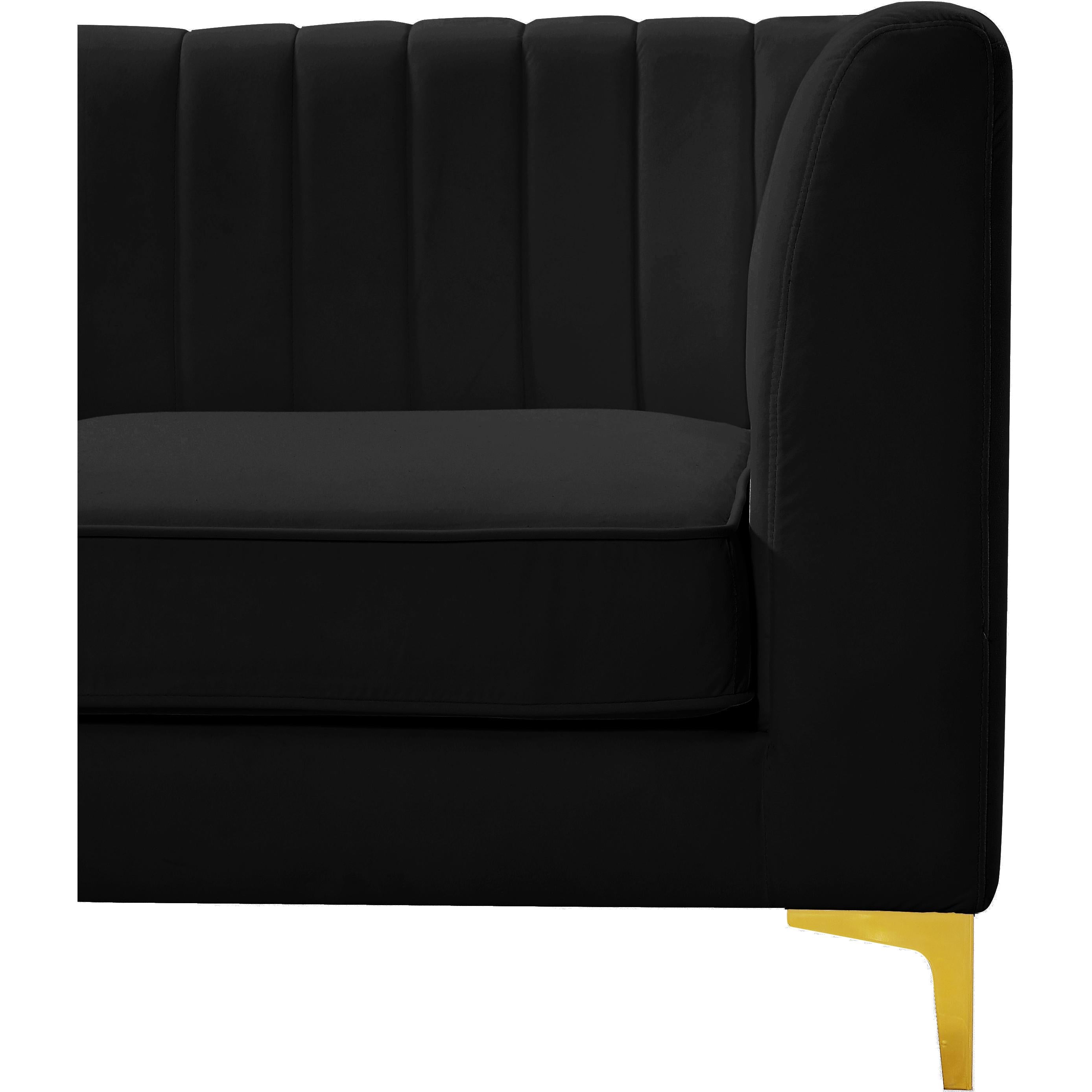 Meridian Alina Black Velvet Armless Chair