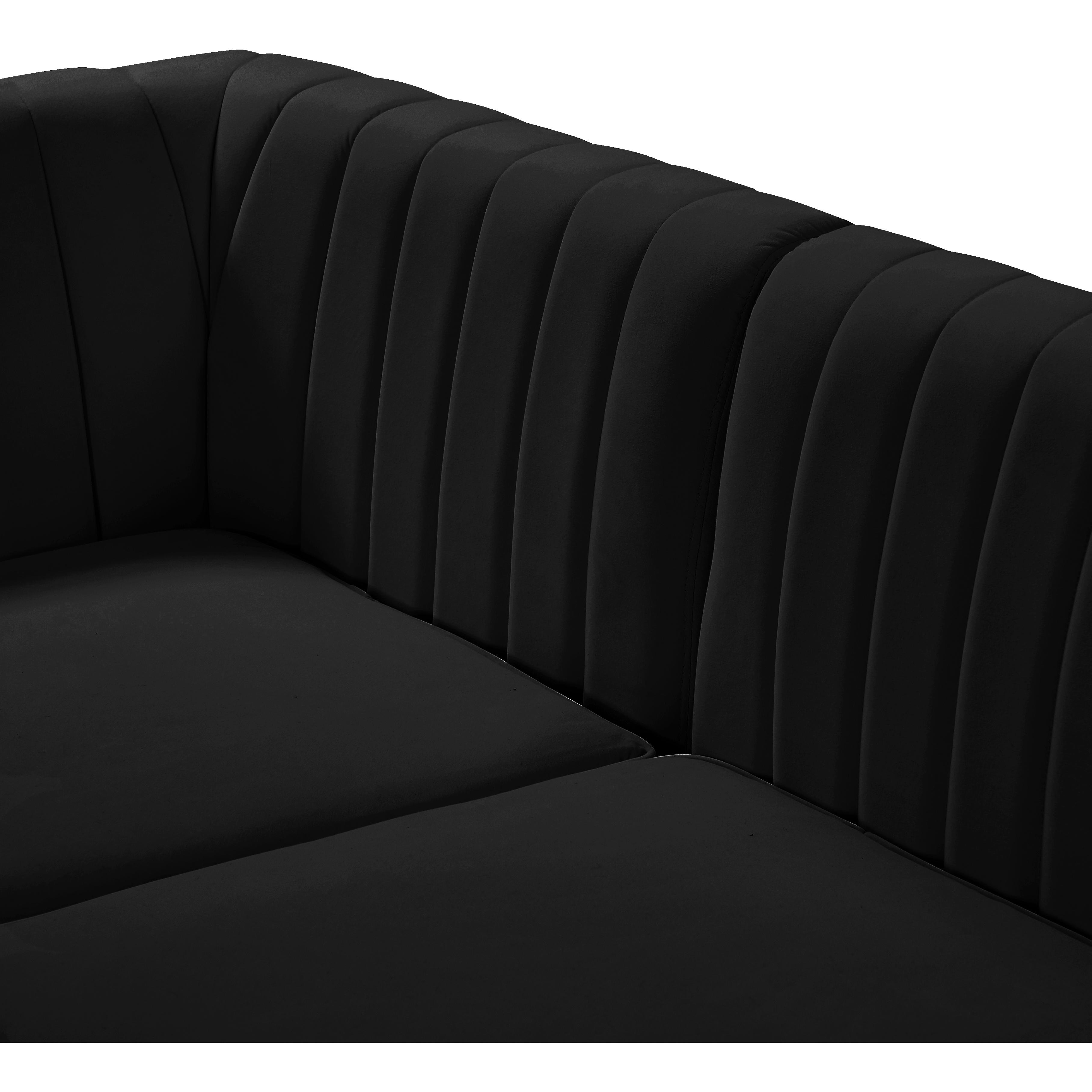 Meridian Alina Black Velvet Armless Chair