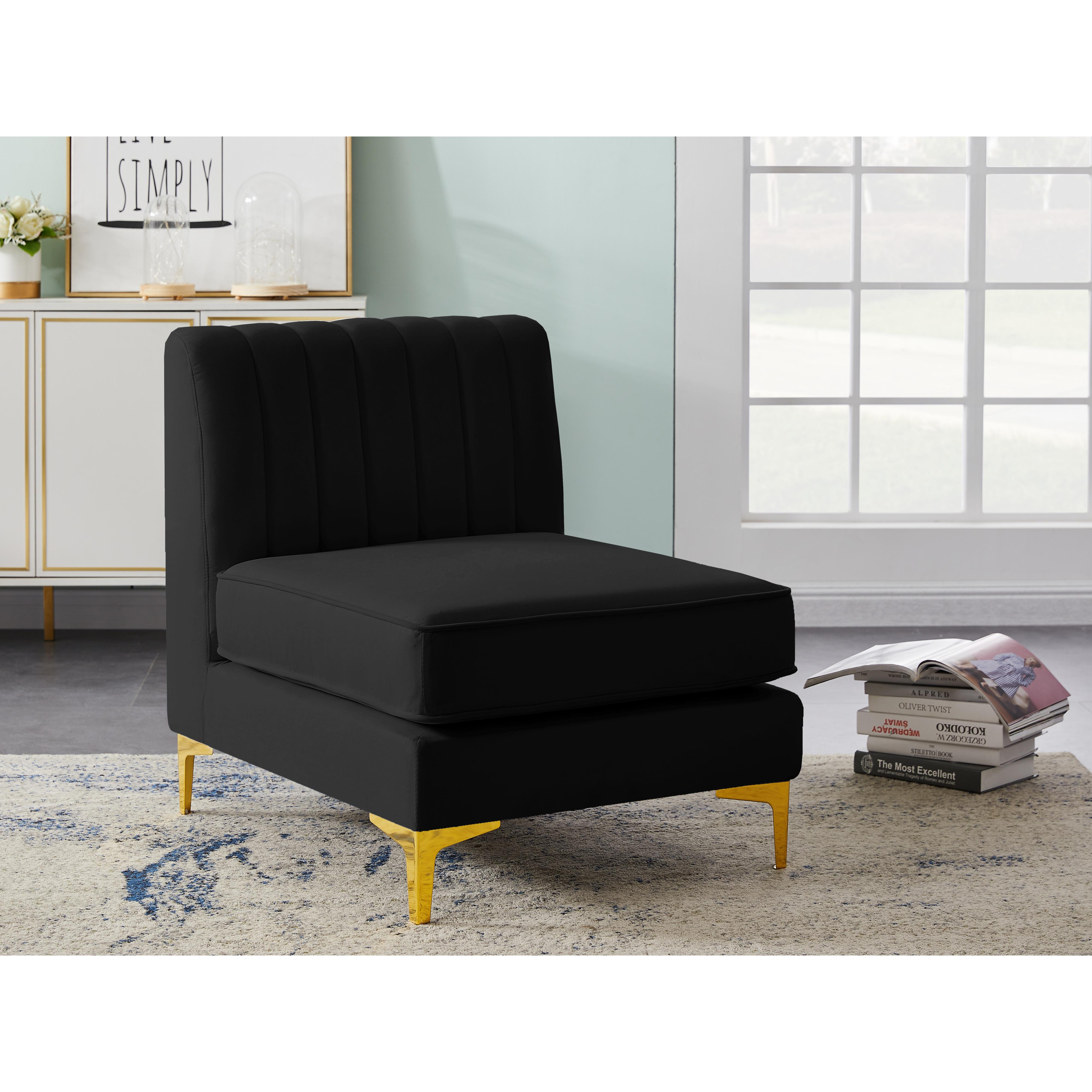 Meridian Alina Black Velvet Armless Chair