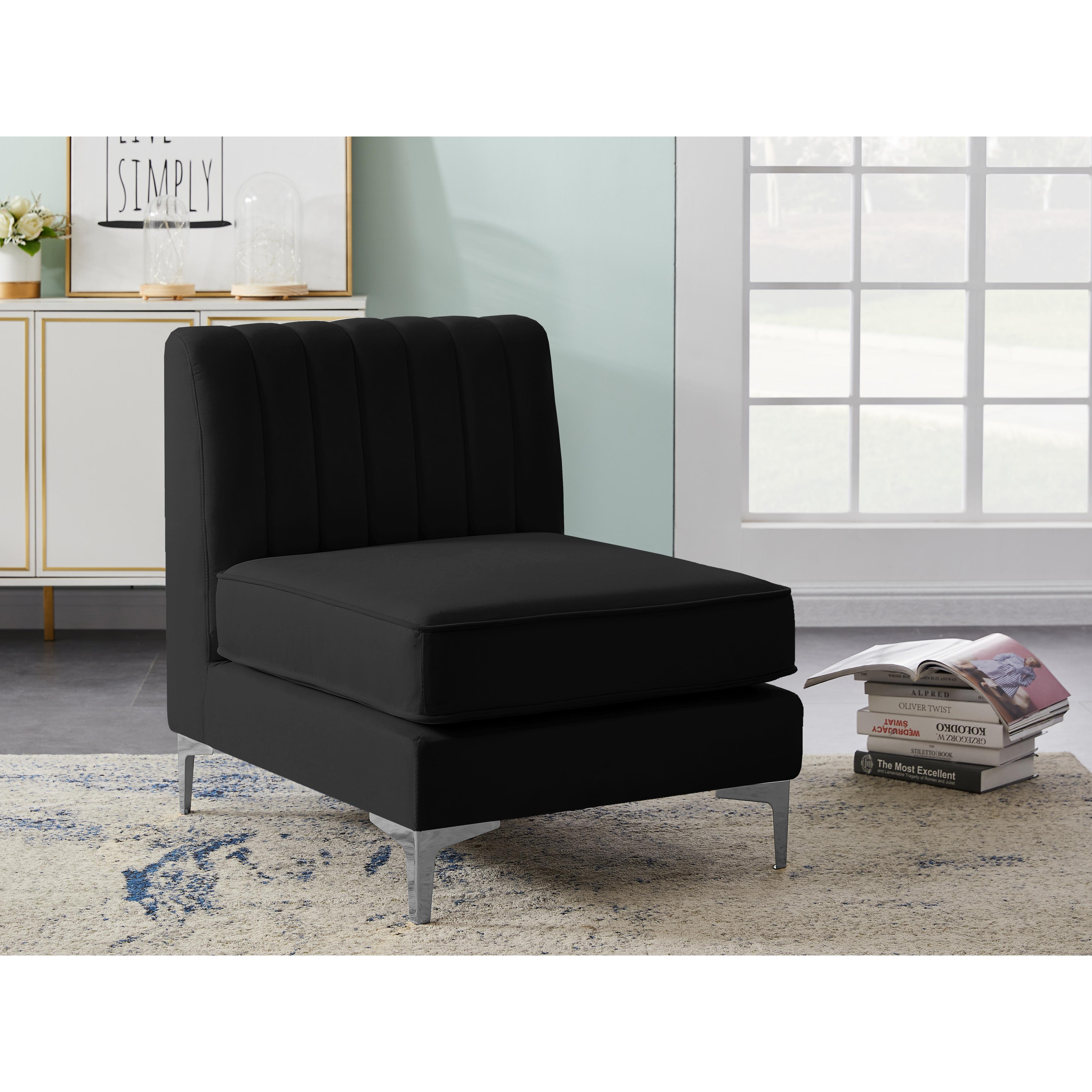 Meridian Alina Black Velvet Armless Chair