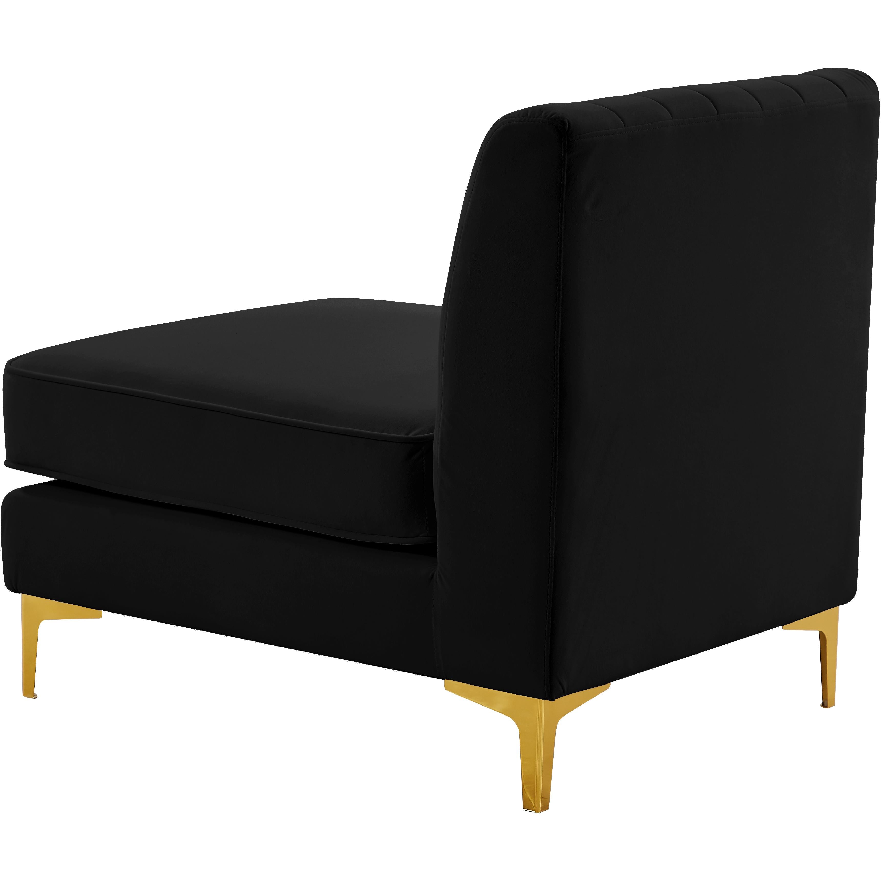 Meridian Alina Black Velvet Armless Chair