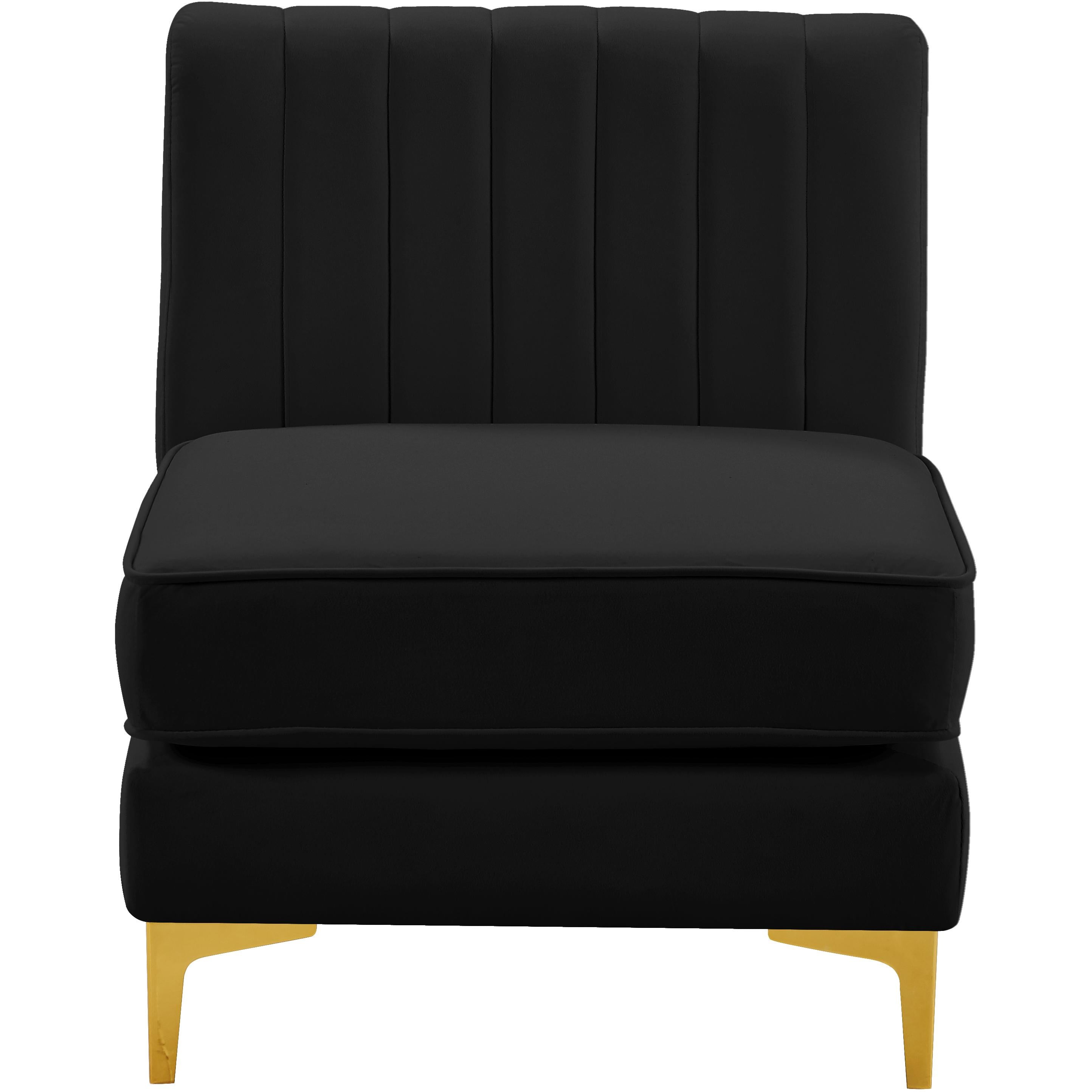 Meridian Alina Black Velvet Armless Chair