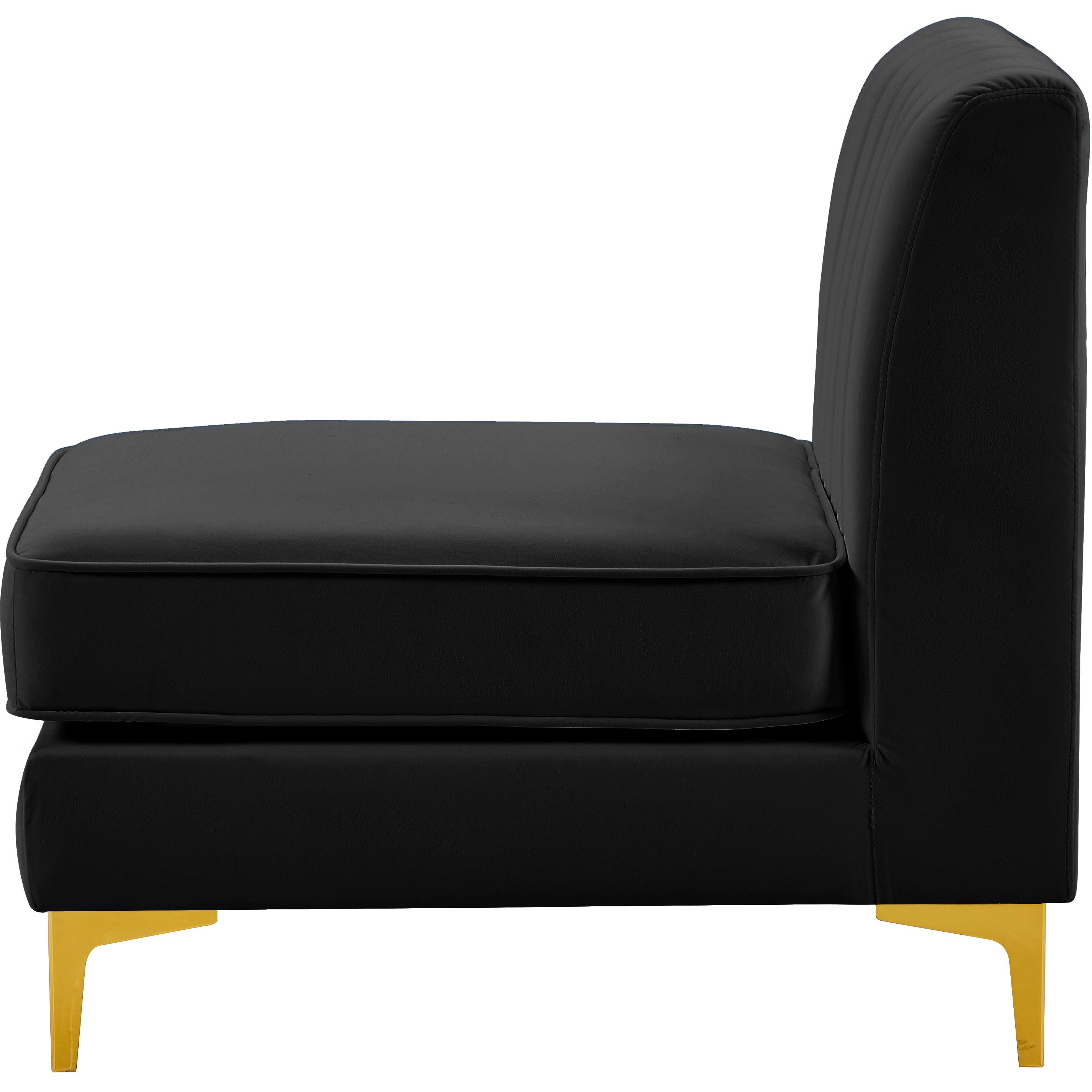 Meridian Alina Black Velvet Armless Chair