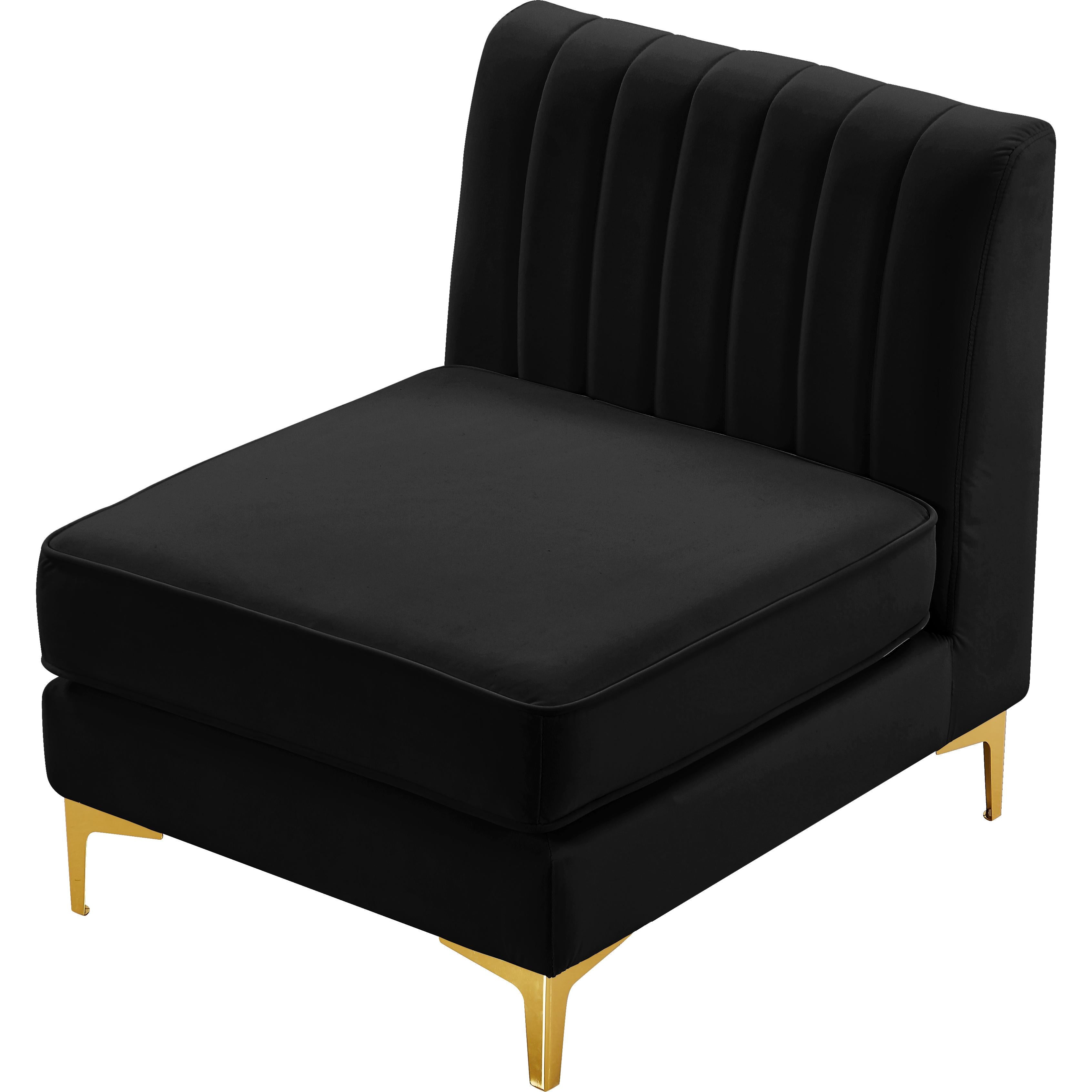 Meridian Alina Black Velvet Armless Chair