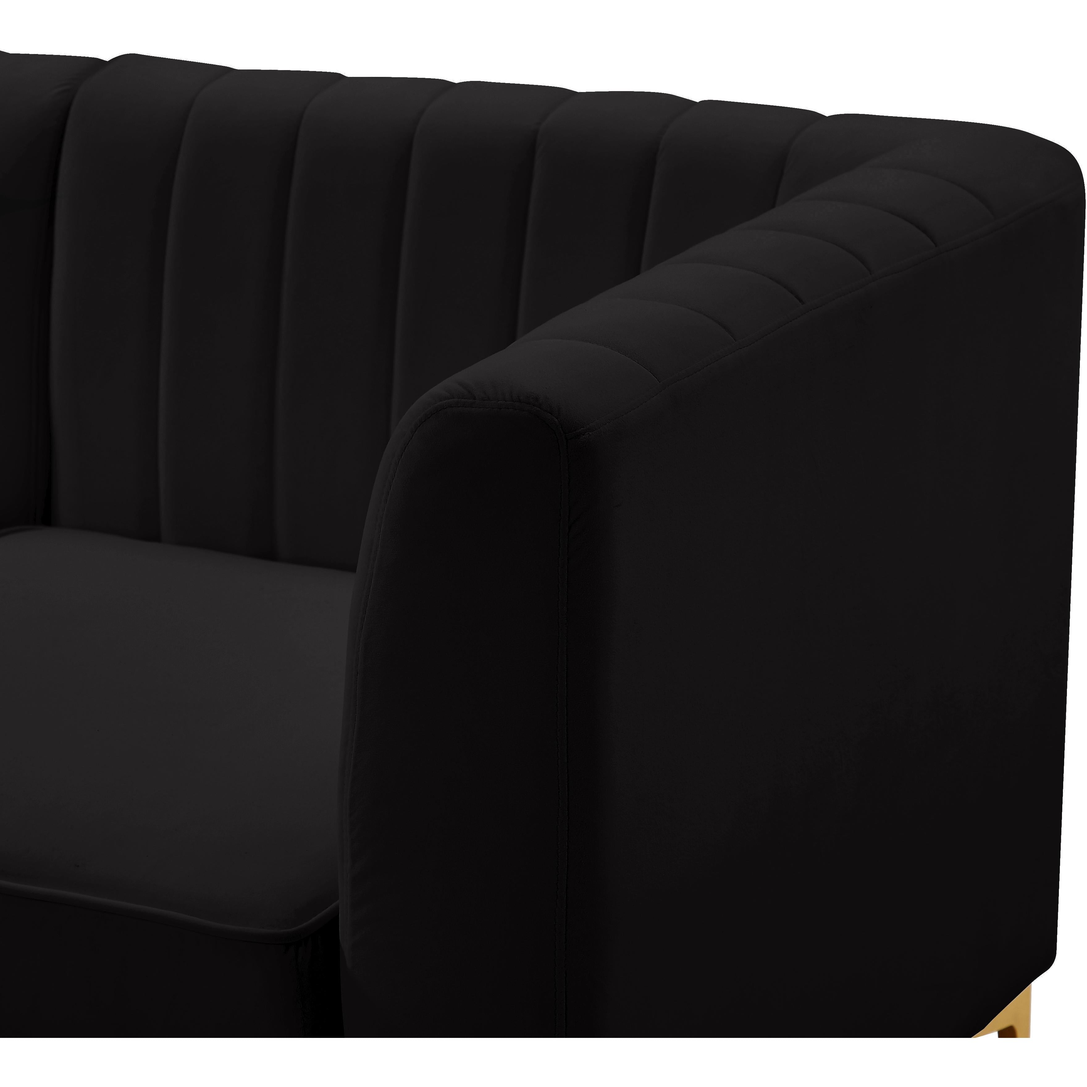 Meridian Alina Black Velvet Armless Chair