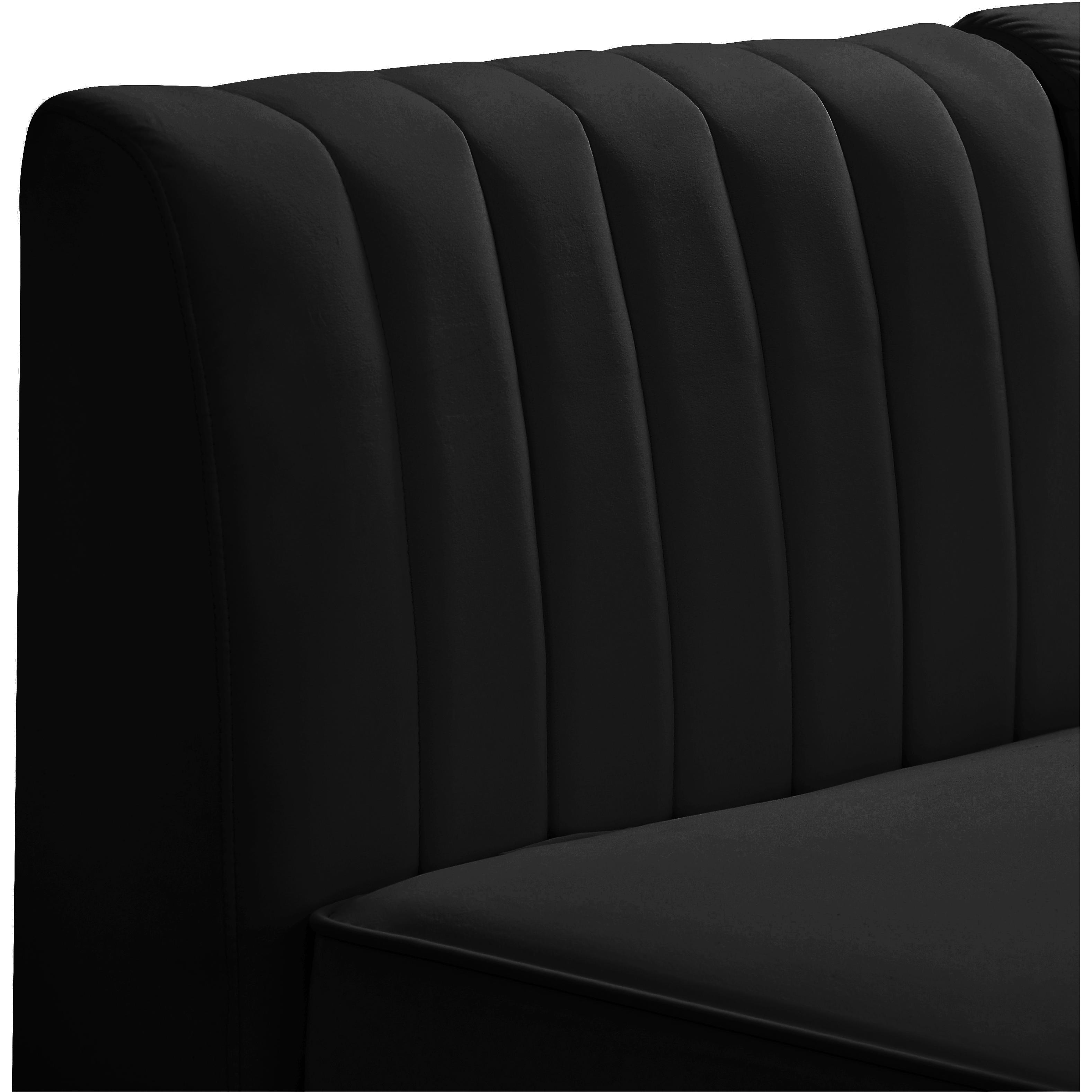 Meridian Alina Black Velvet Armless Chair