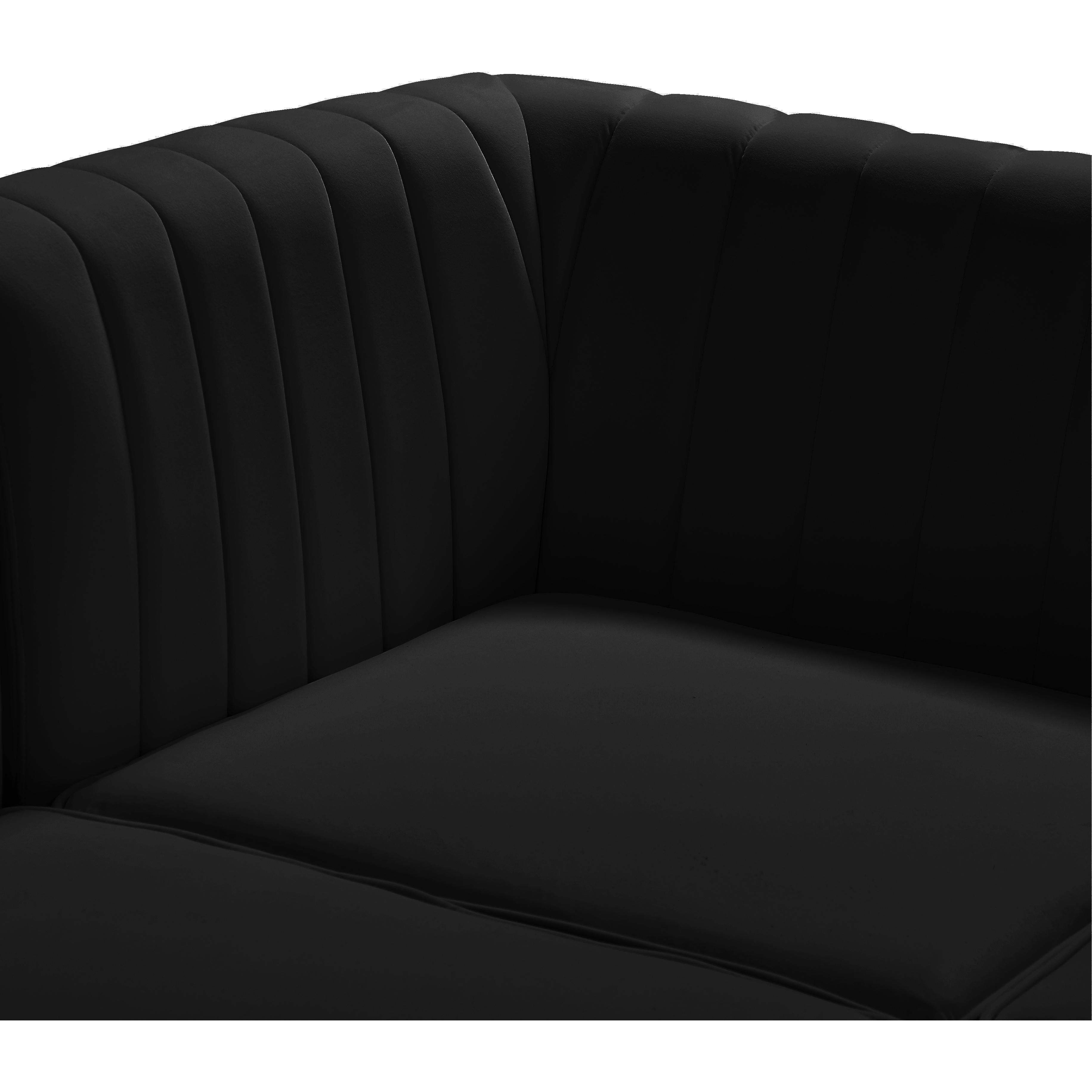 Meridian Alina Black Velvet Armless Chair