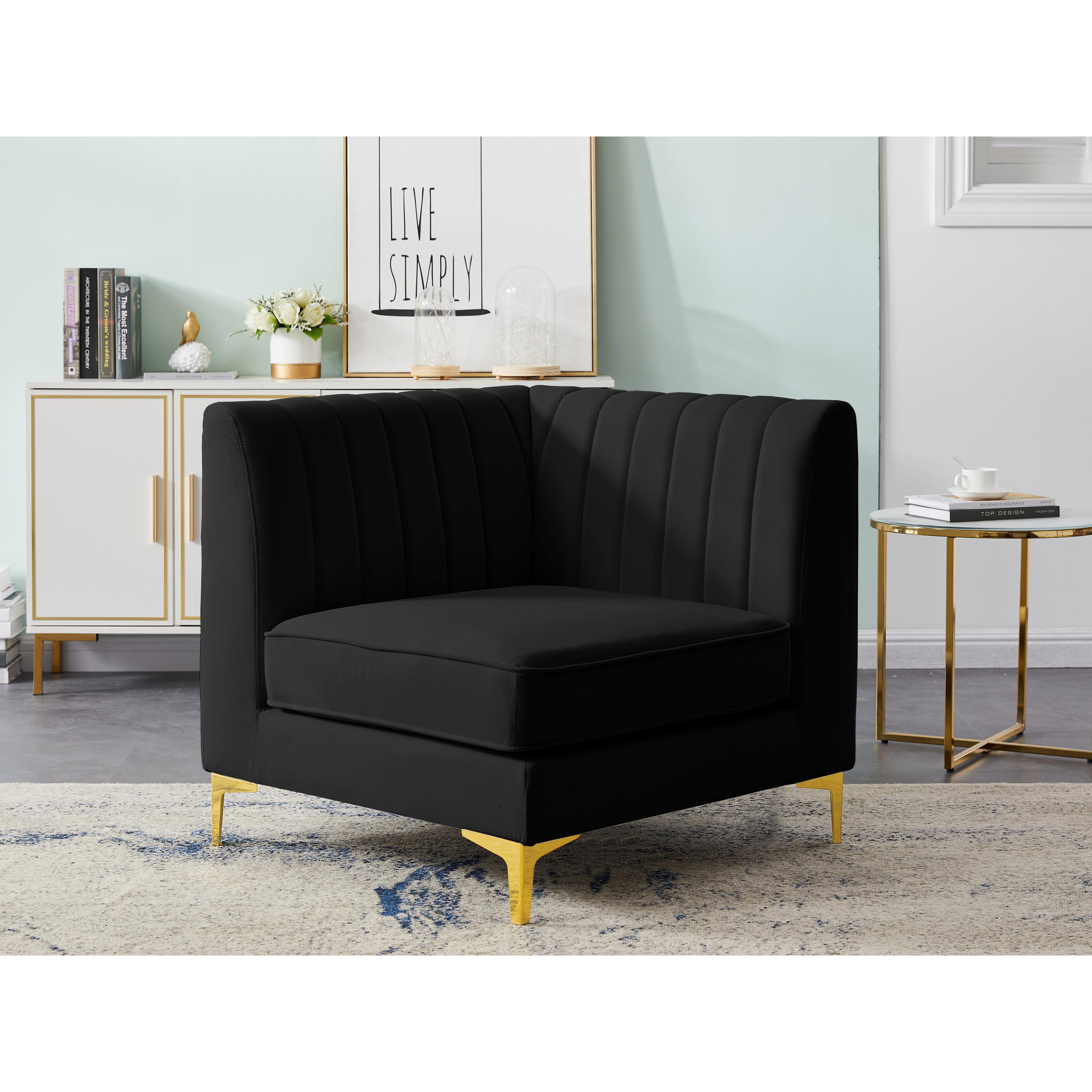 Meridian Alina Black Velvet Corner Chair