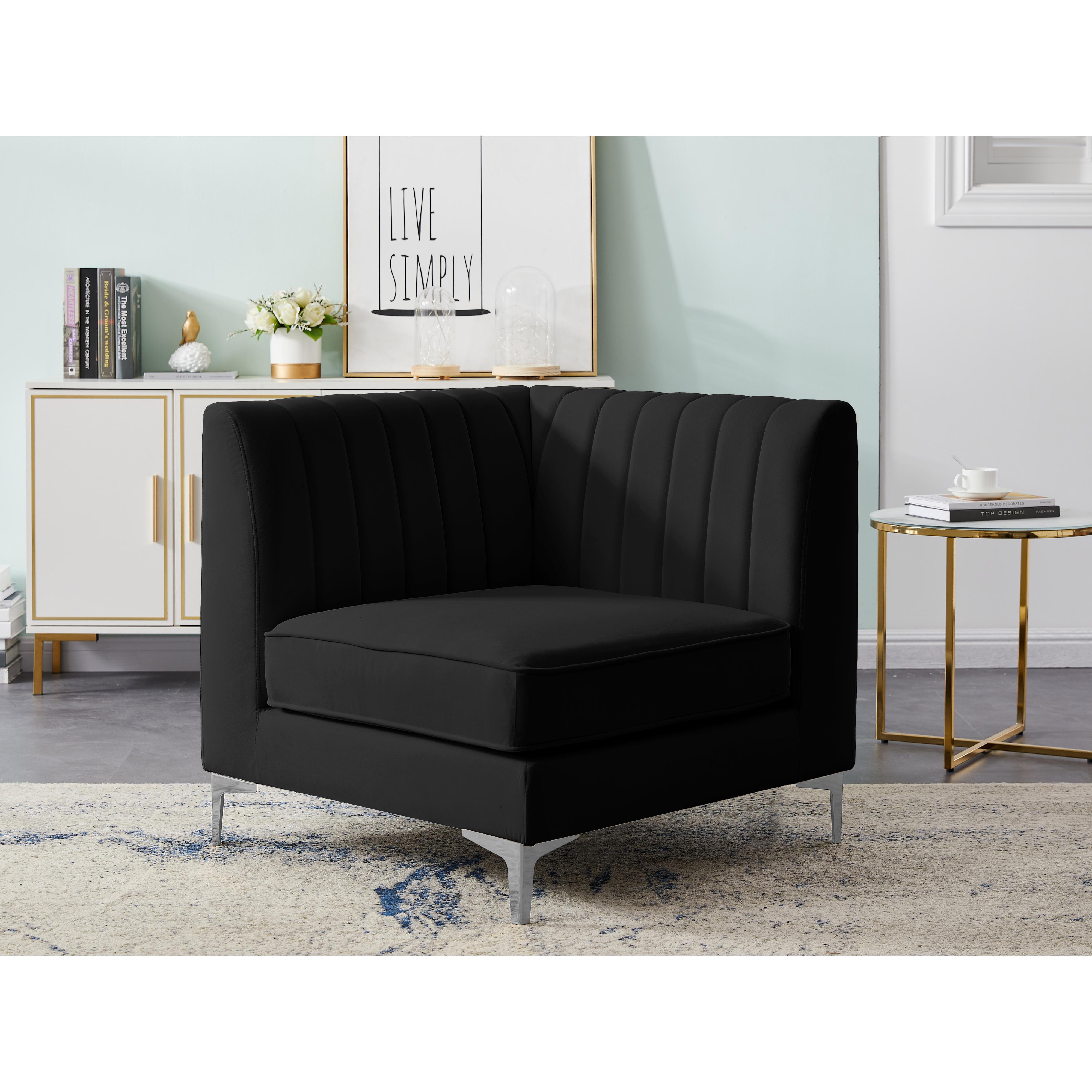 Meridian Alina Black Velvet Corner Chair