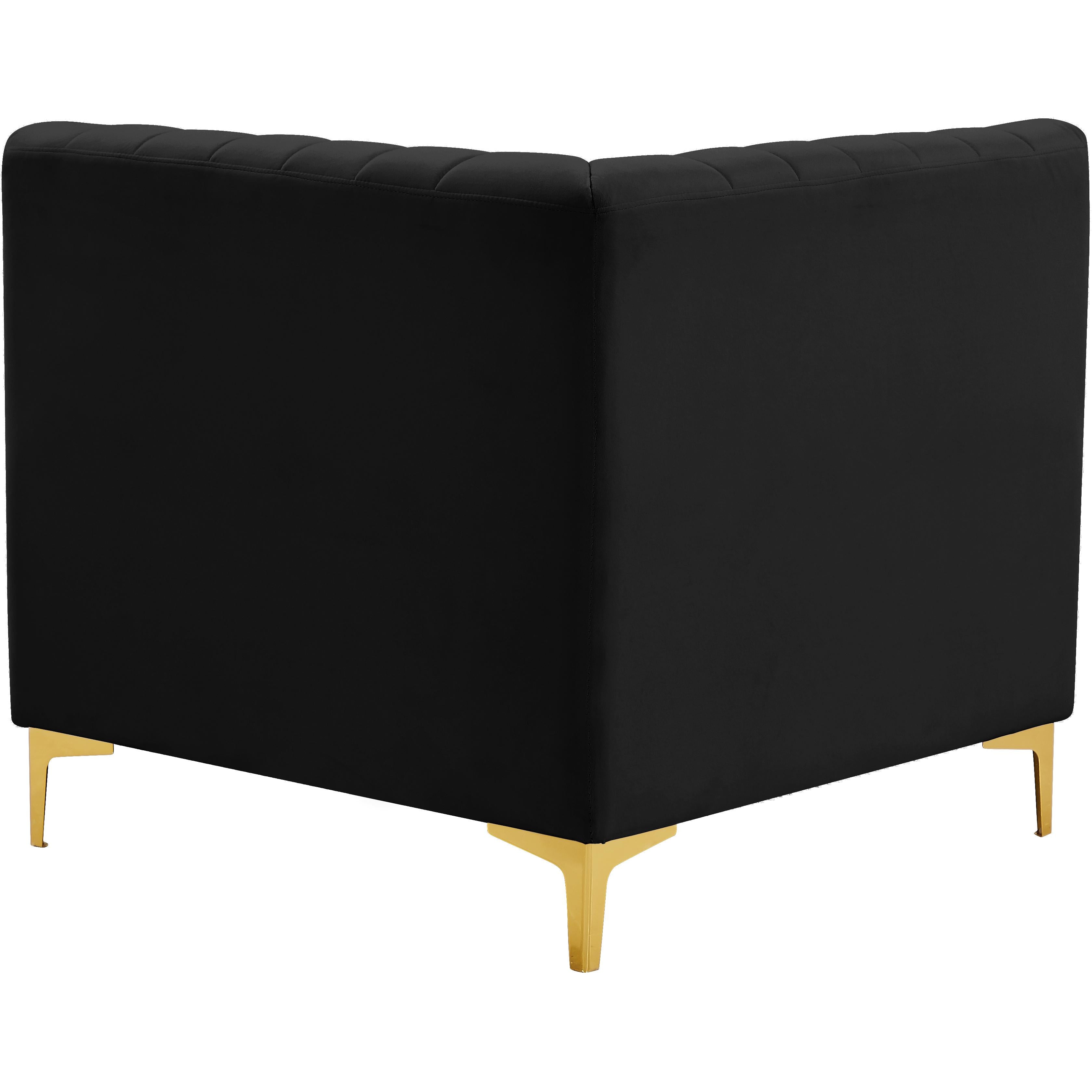 Meridian Alina Black Velvet Corner Chair