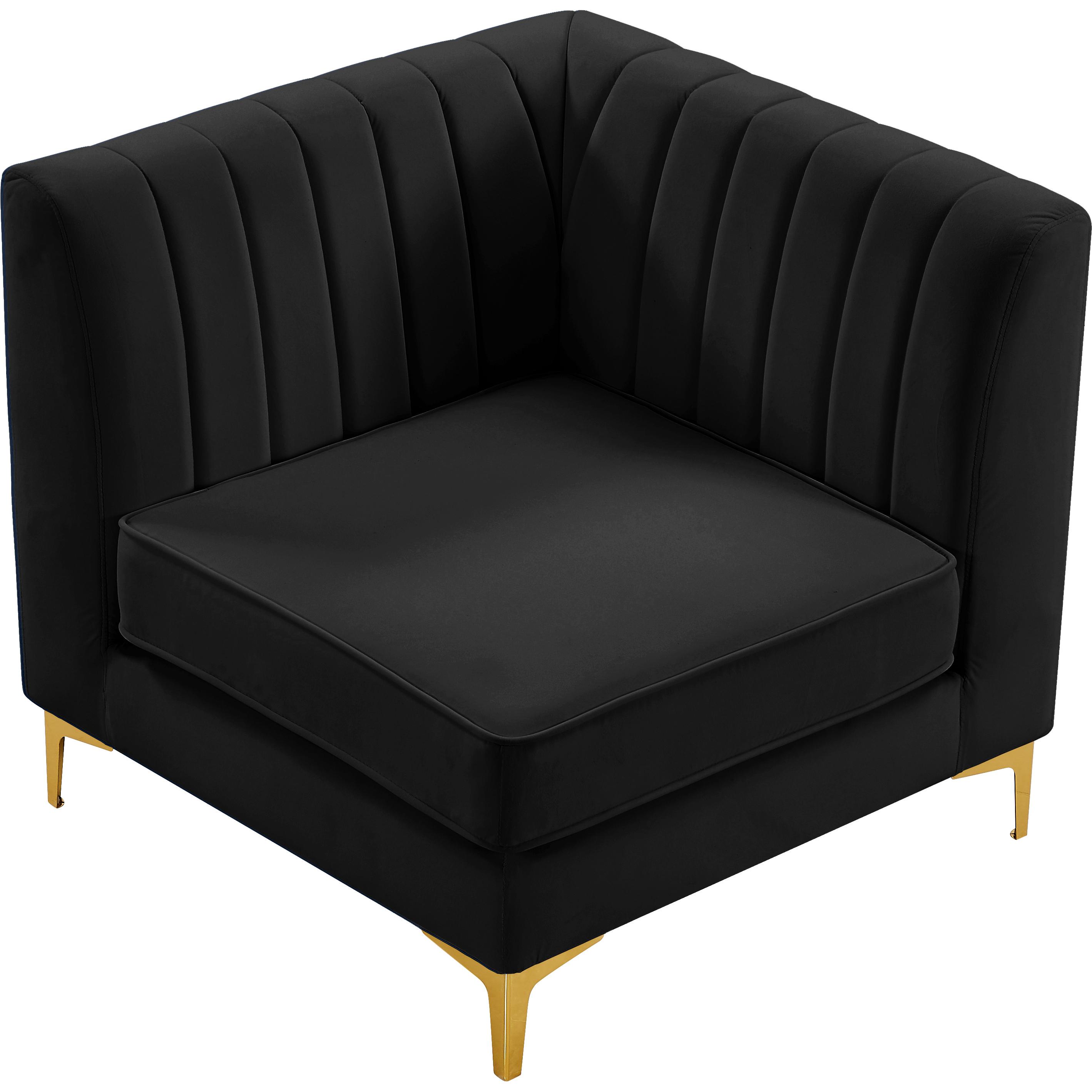 Meridian Alina Black Velvet Corner Chair