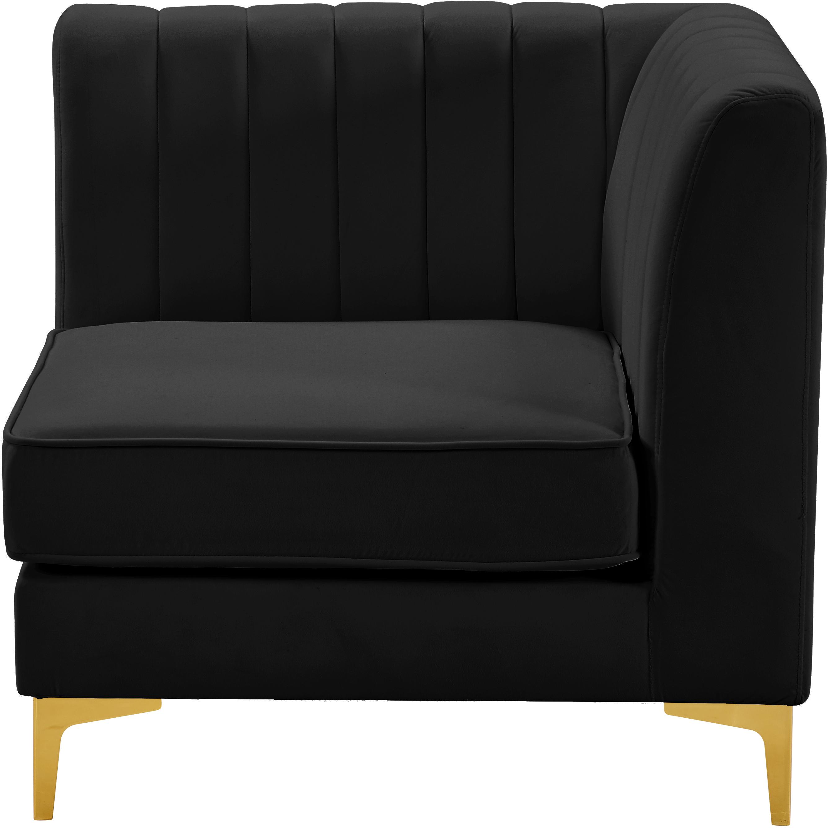 Meridian Alina Black Velvet Corner Chair