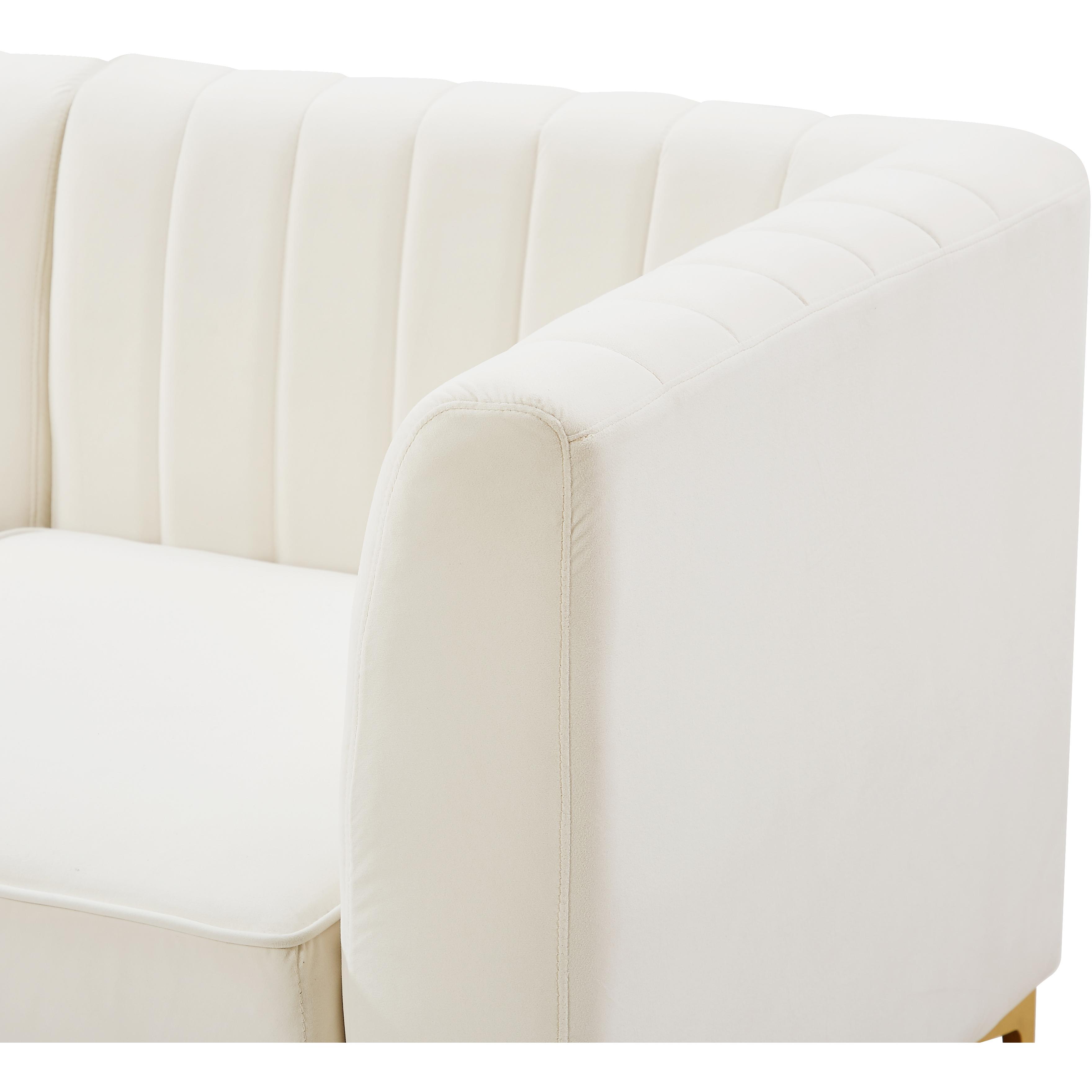 Meridian Alina Cream Velvet Armless Chair