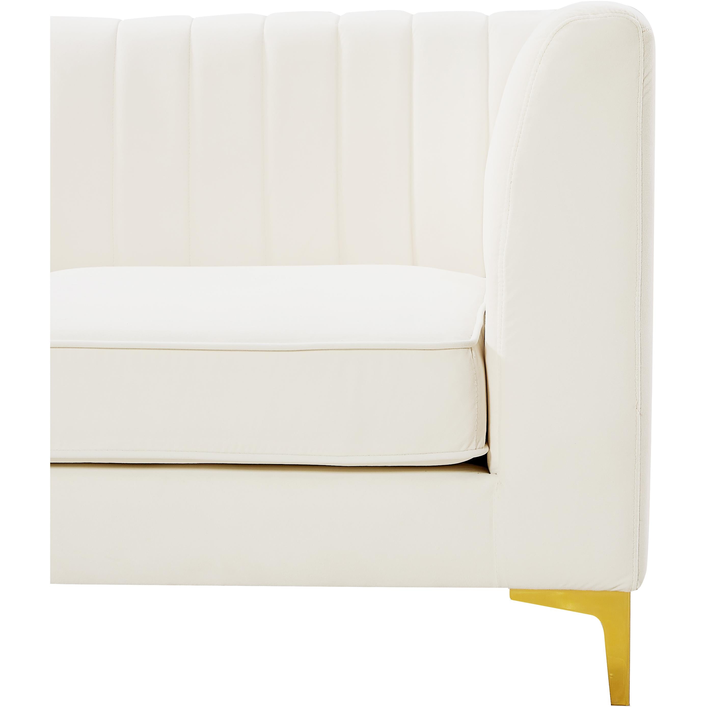 Meridian Alina Cream Velvet Armless Chair