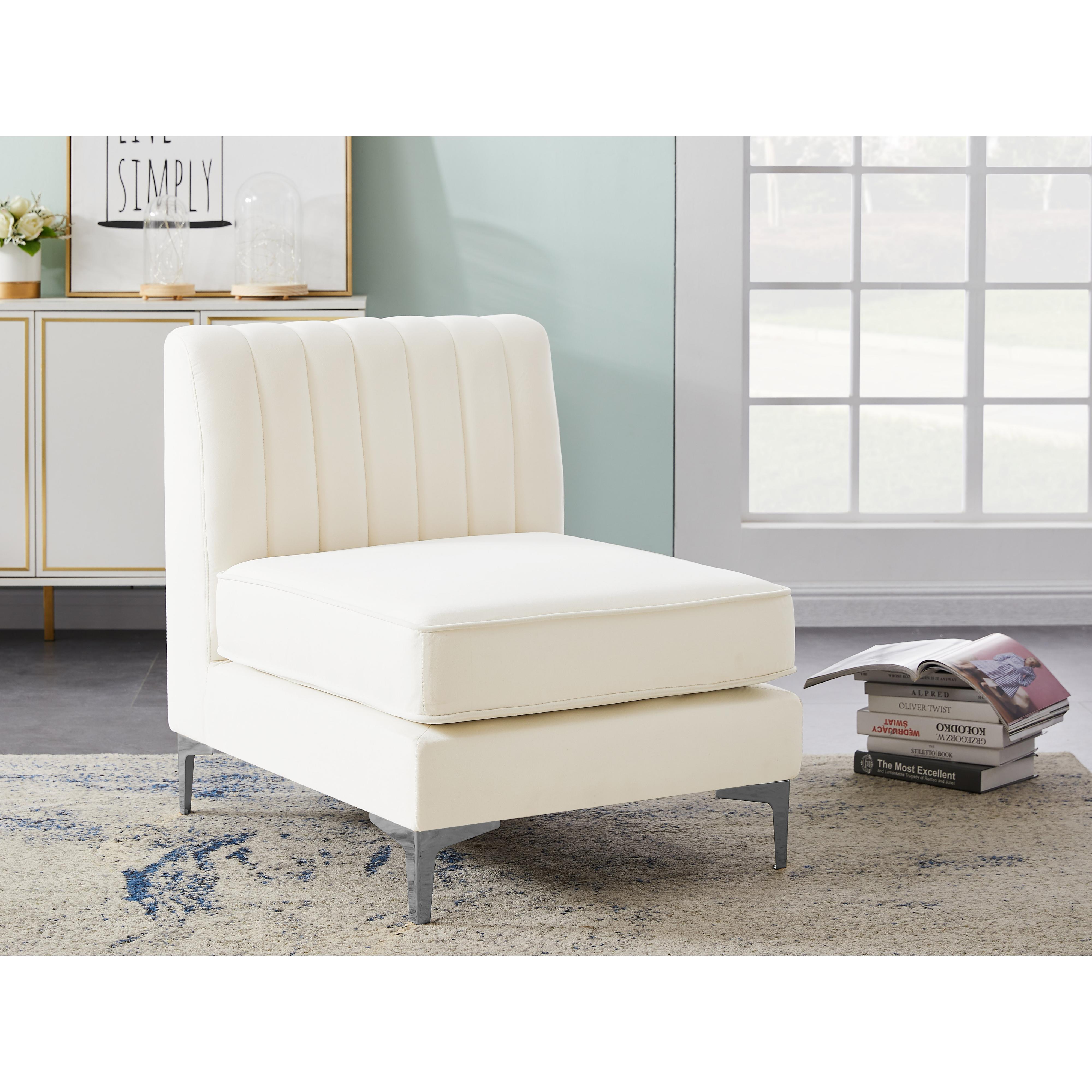 Meridian Alina Cream Velvet Armless Chair