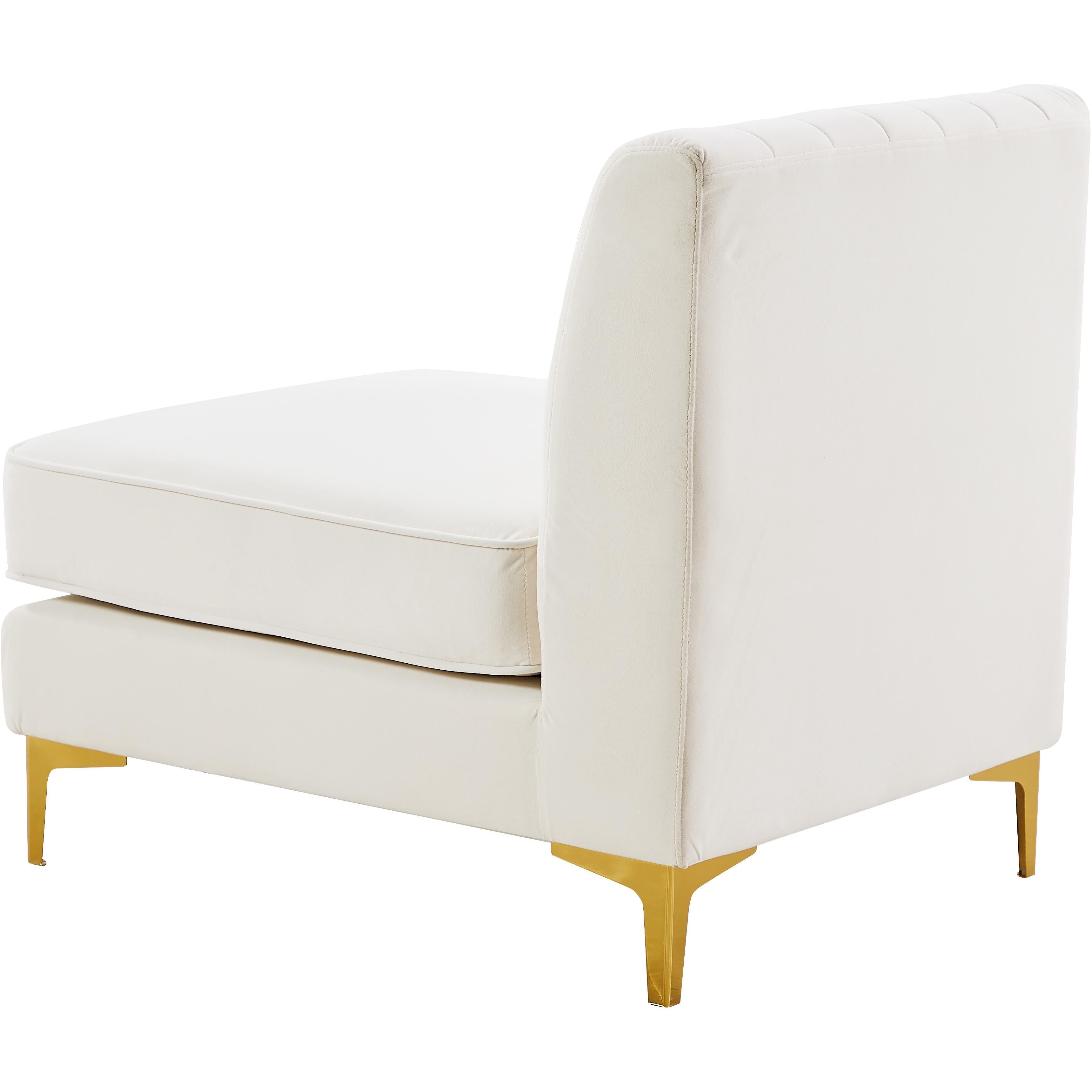 Meridian Alina Cream Velvet Armless Chair