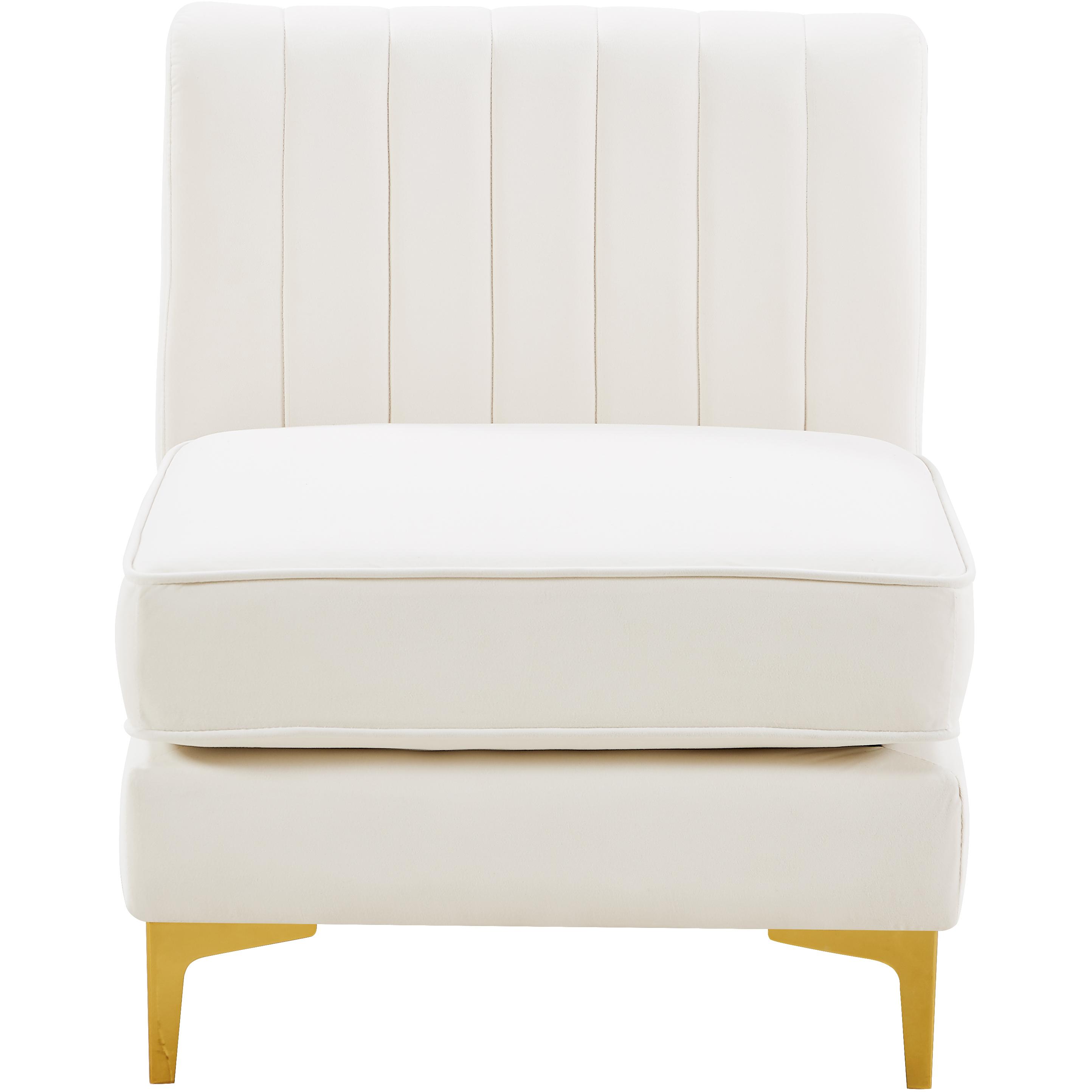 Meridian Alina Cream Velvet Armless Chair