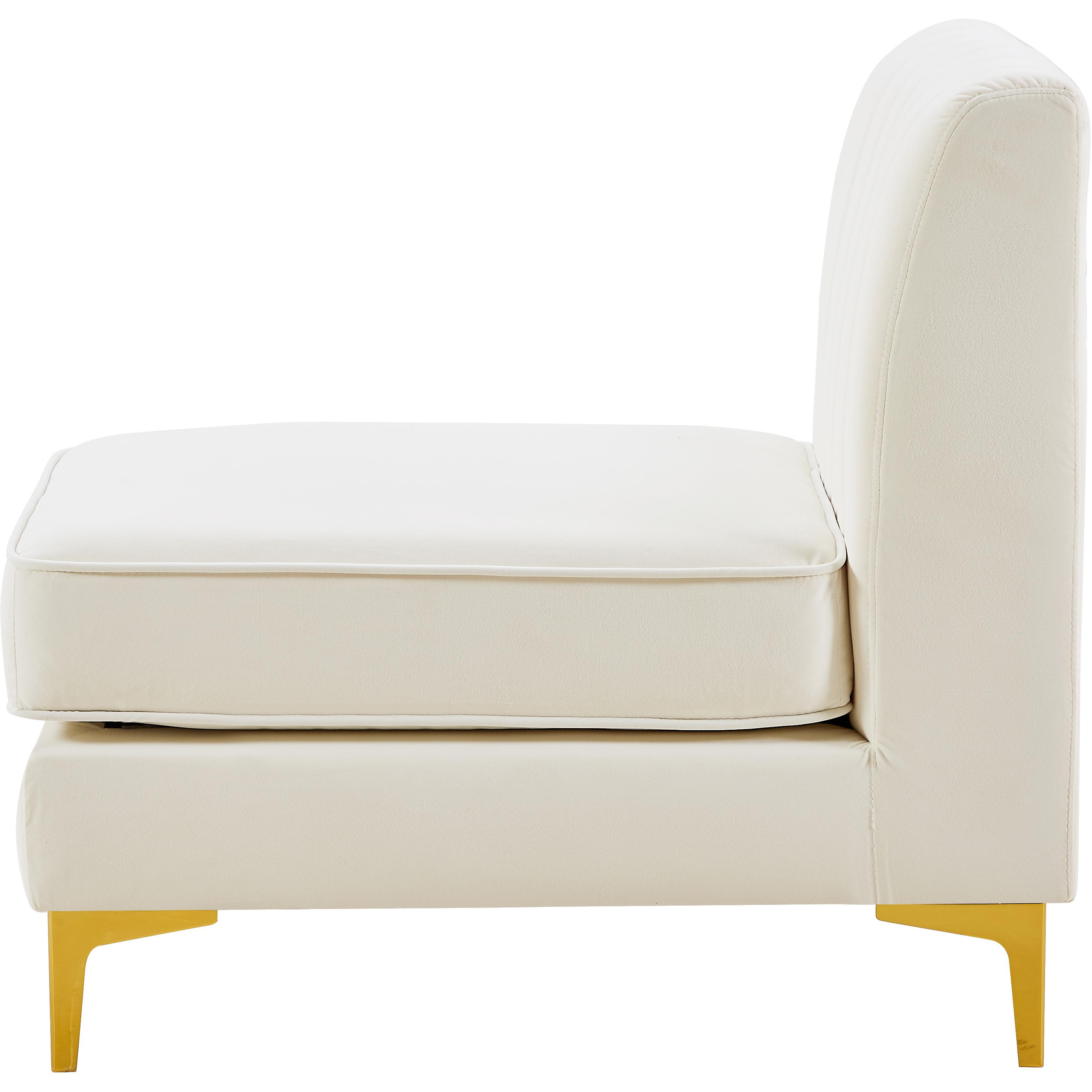 Meridian Alina Cream Velvet Armless Chair