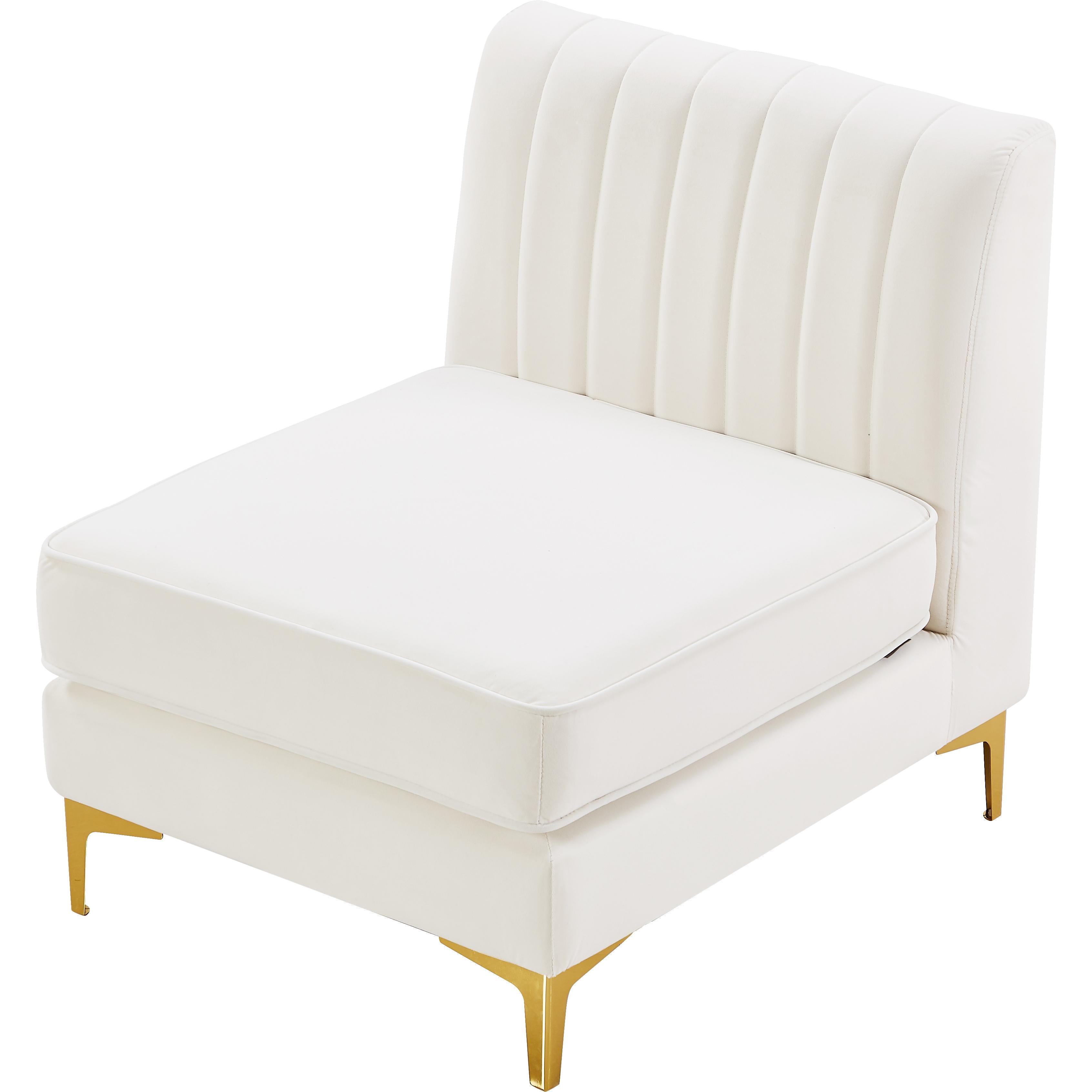 Meridian Alina Cream Velvet Armless Chair