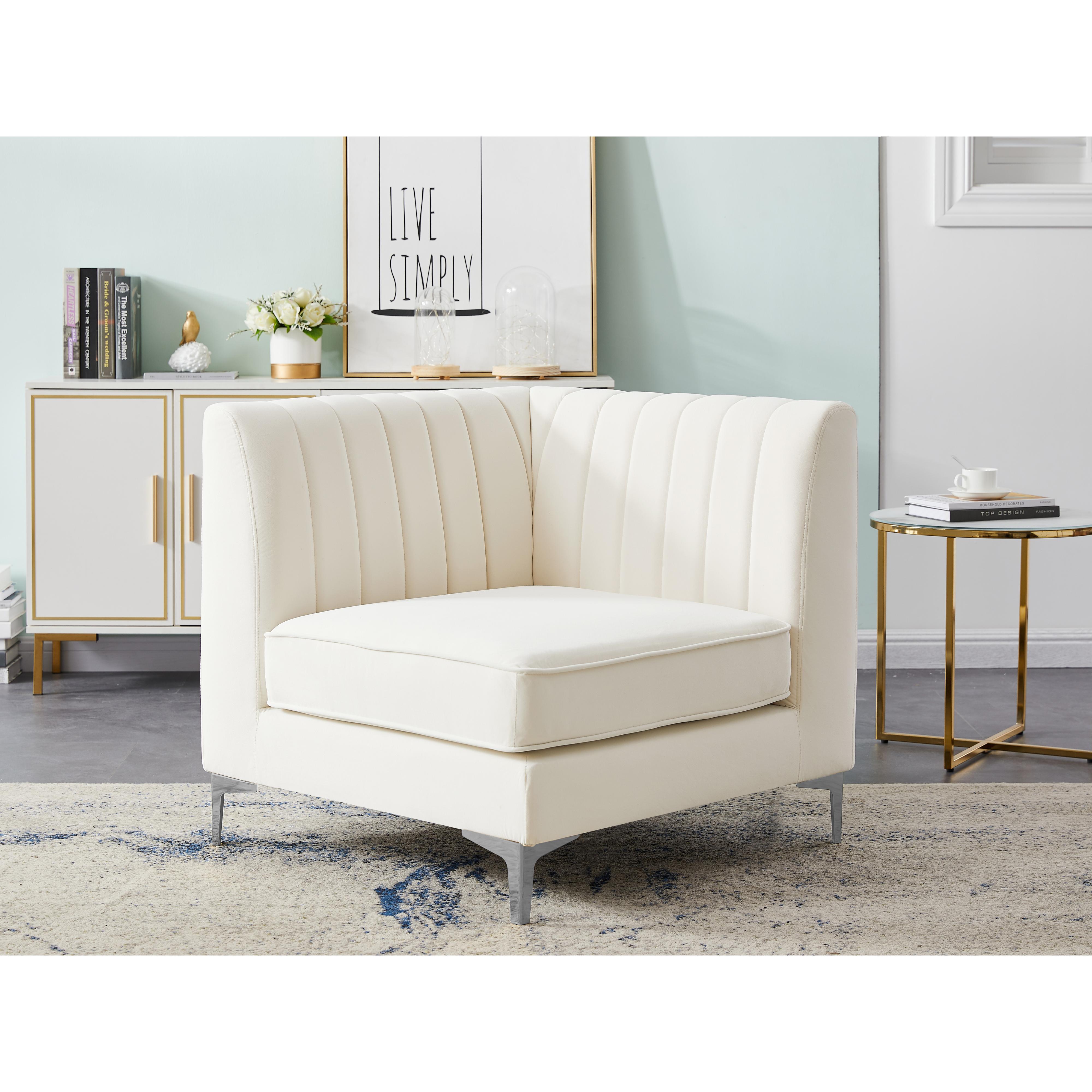 Meridian Alina Cream Velvet Corner Chair