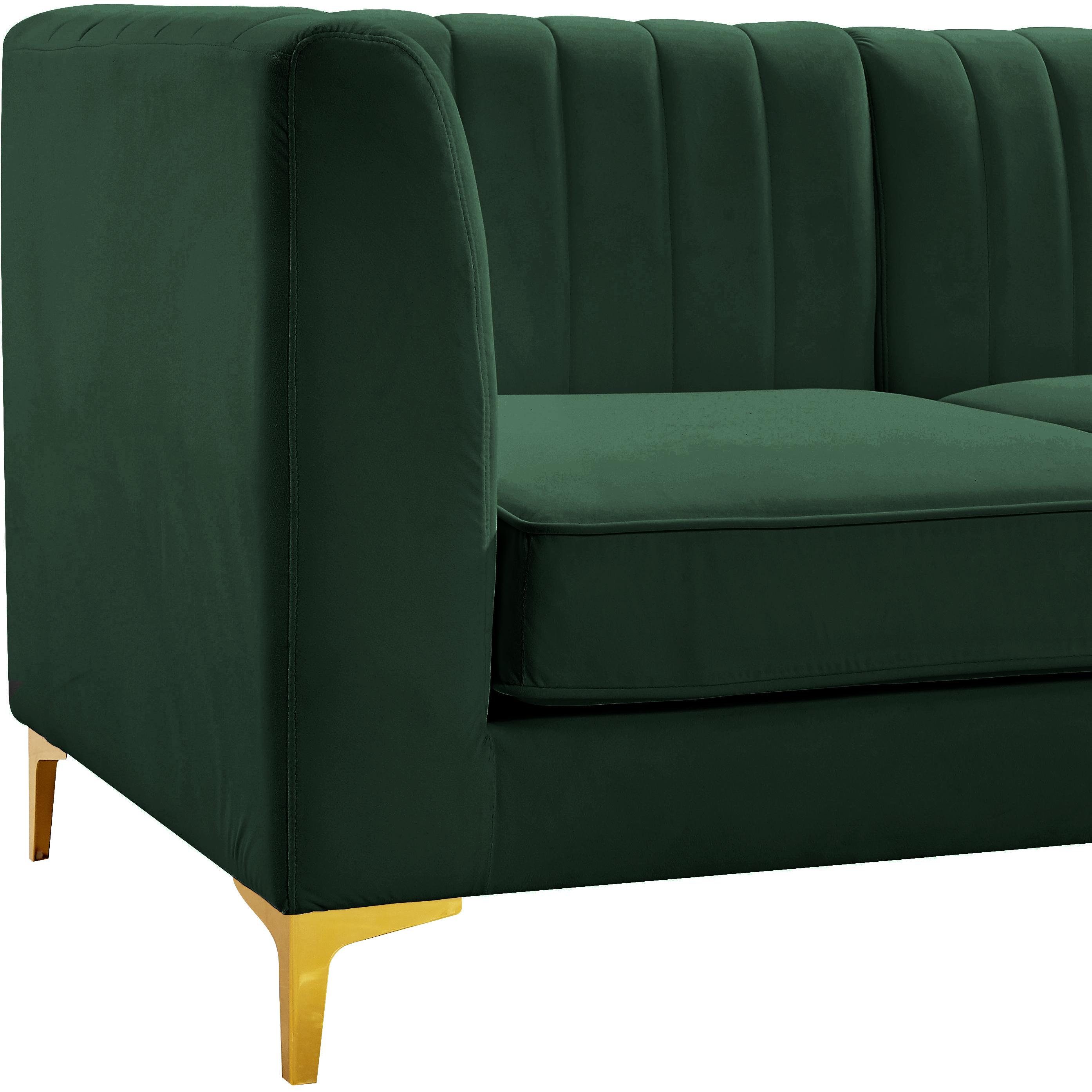 Meridian Alina Green Velvet Armless Chair